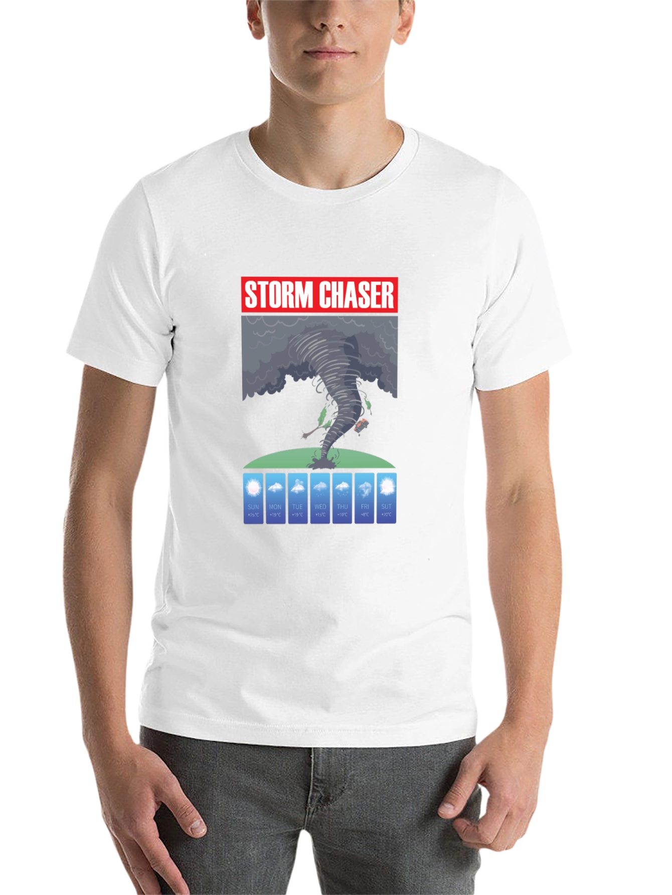 Black Storm Chaser Graphic T-Shirt - Weather Forecast Design view 14