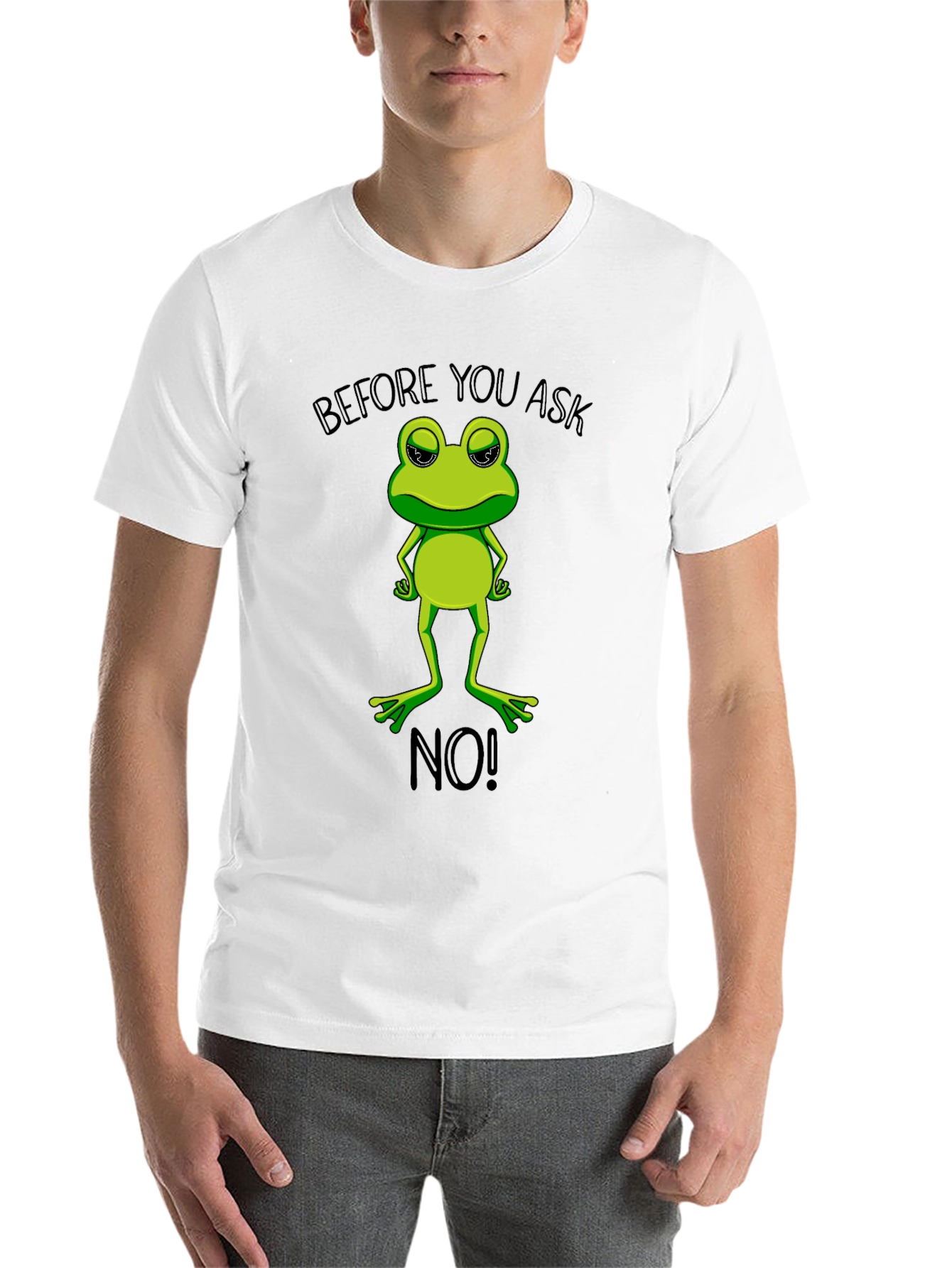 Black Funny Frog Graphic T-Shirt - Before You Ask, No! view 14