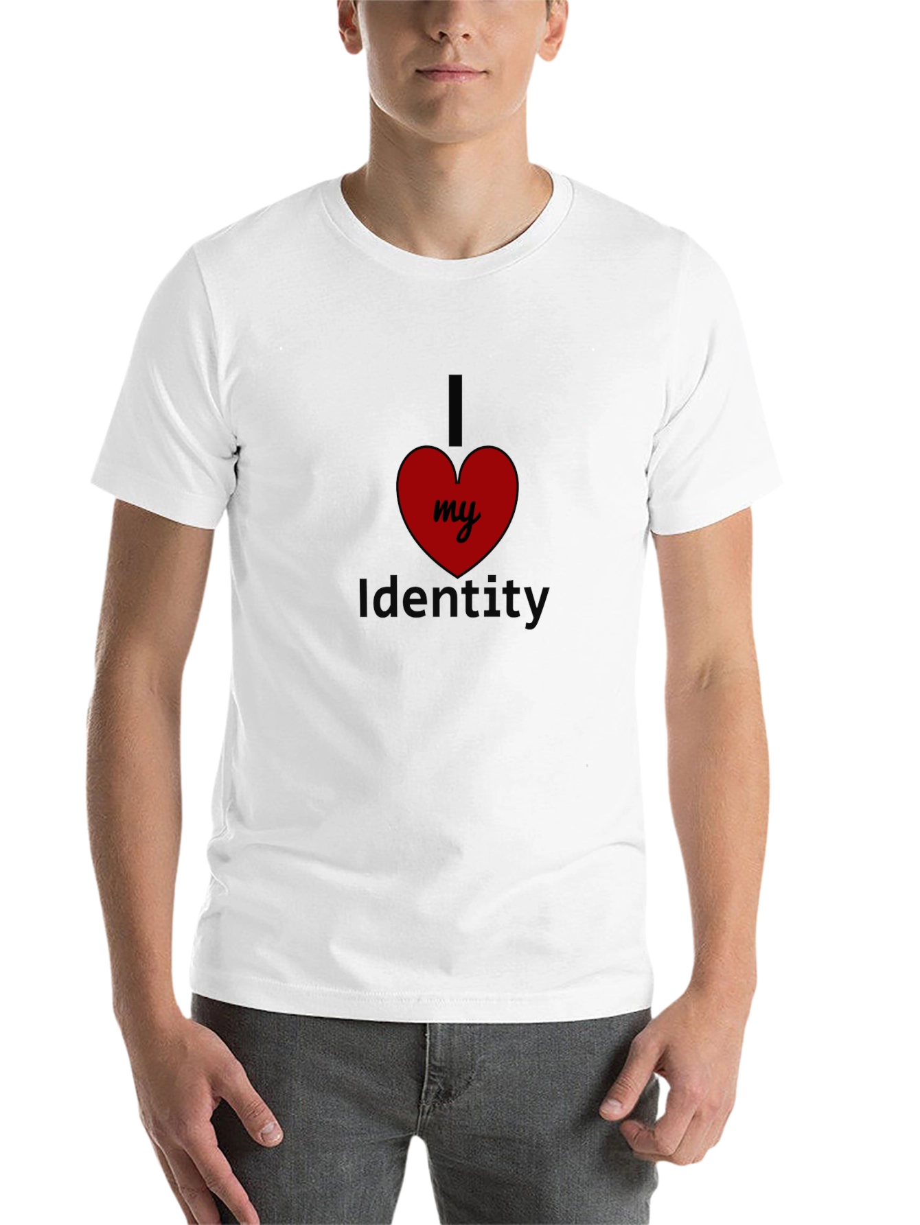 Black I Love My Identity Black T-Shirt view 14