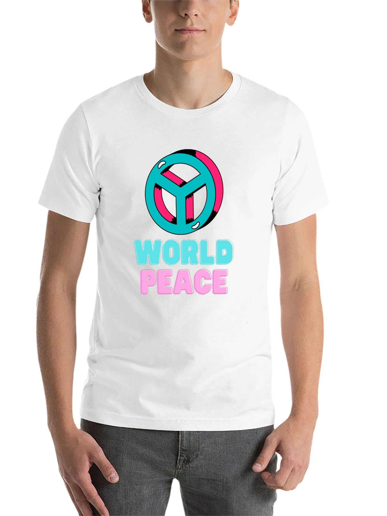Black World Peace Graphic T-Shirt - Black view 14
