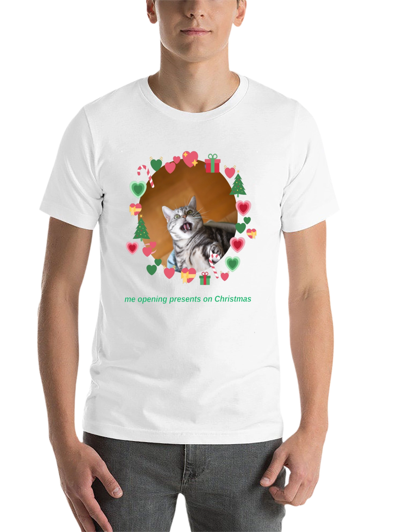 Black Funny Cat Christmas T-Shirt  view 14