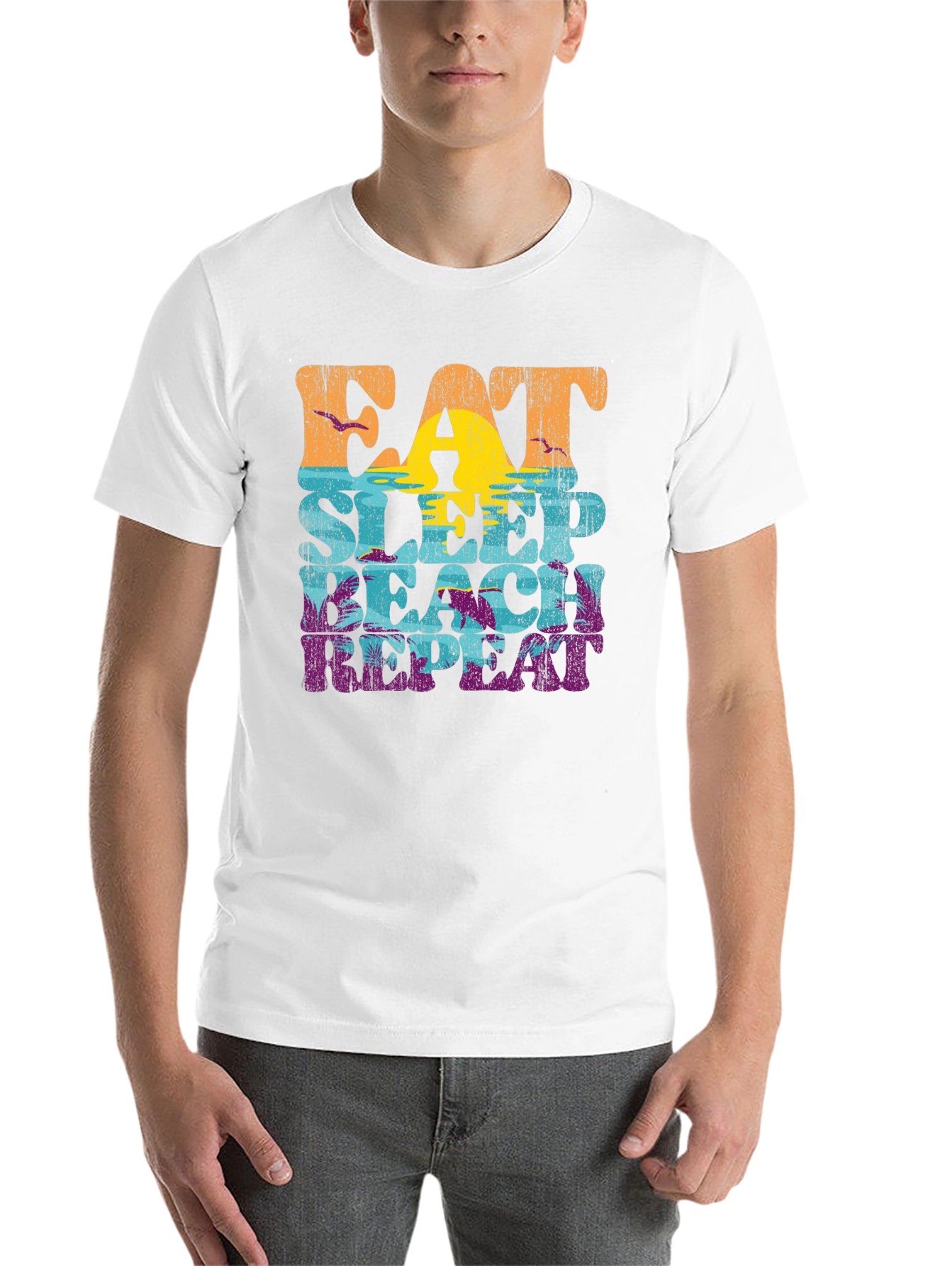 Black Eat Sleep Beach Repeat Graphic T-Shirt view 14