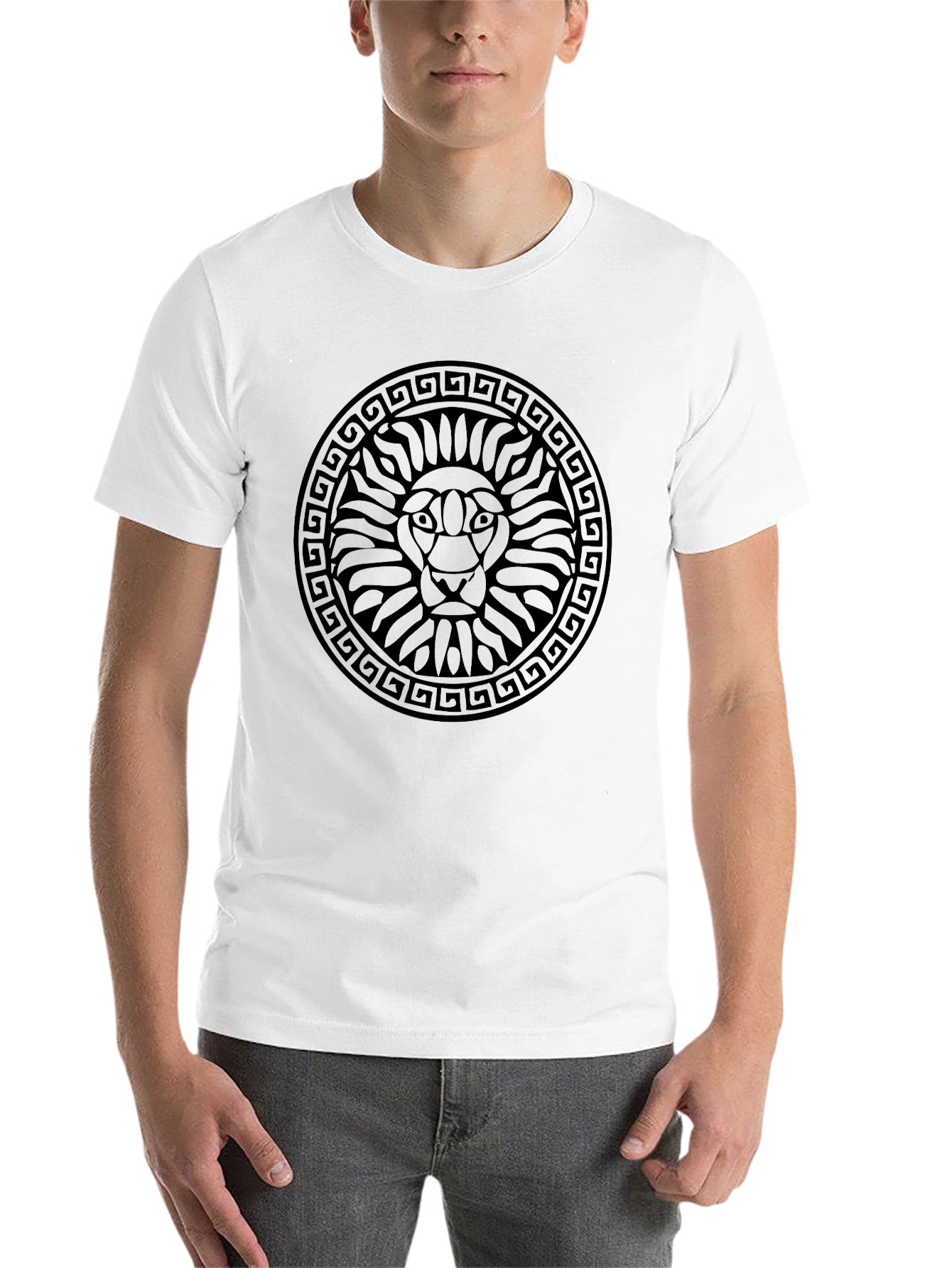 Black Lion Head Graphic Print Black T-Shirt view 14