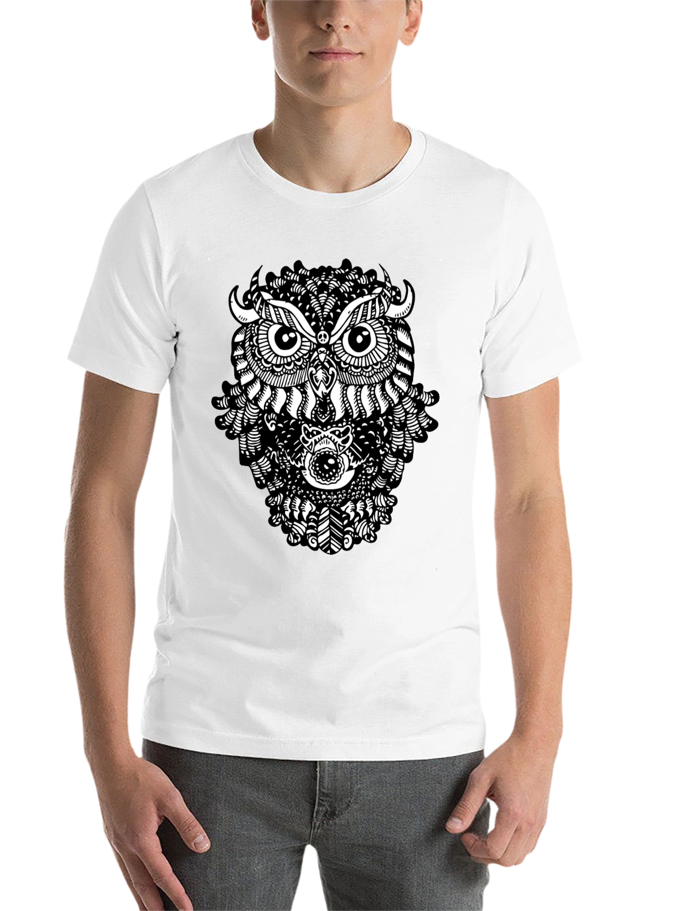 Black Black Owl Graphic T-Shirt - Unique Design view 14
