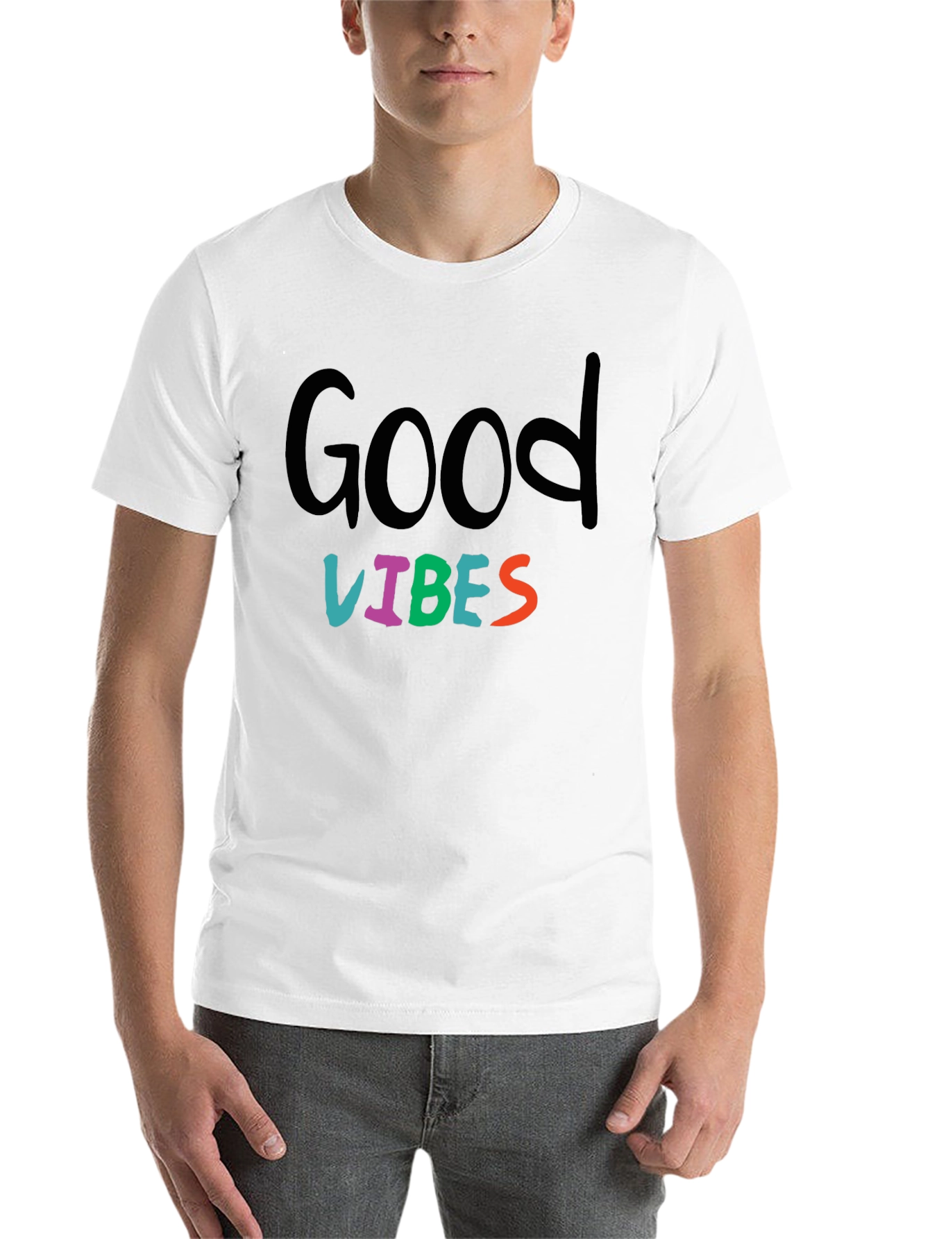 Black Good Vibes Graphic Print Black T-Shirt view 14