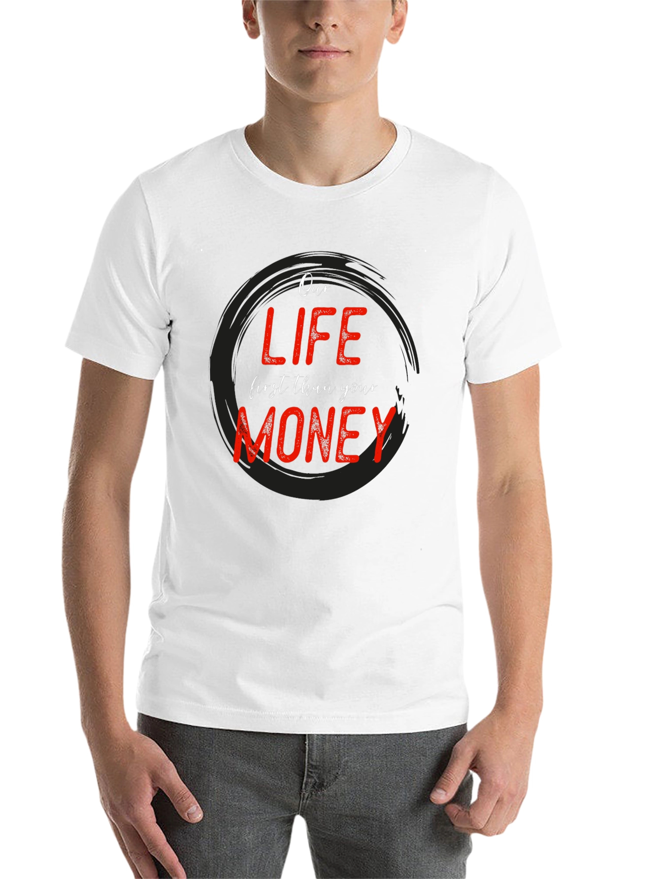 Black Our Life First Than Your Money Black Graphic Tee view 14