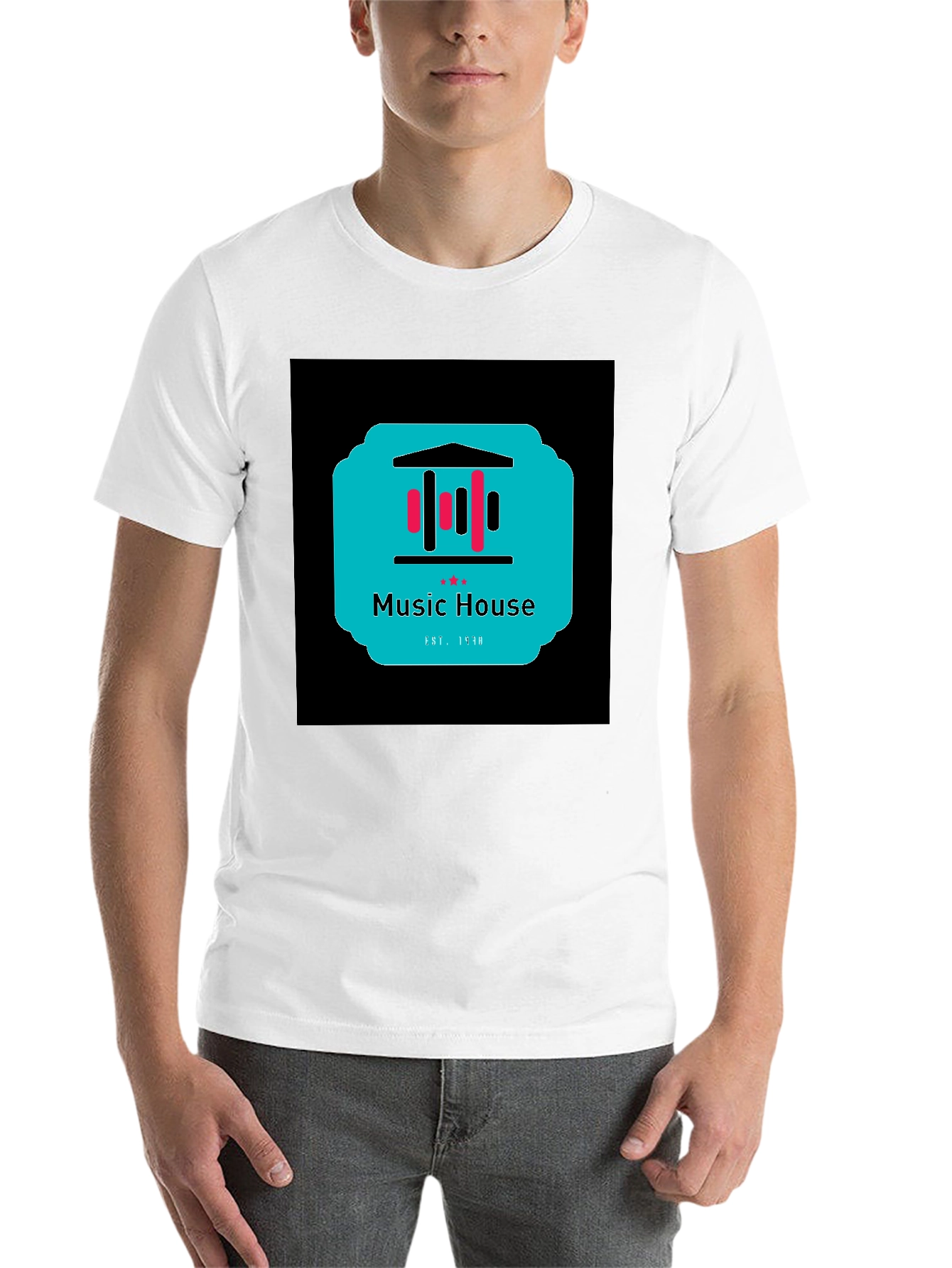 Black Music House Graphic Tee - Black Unisex T-Shirt view 14