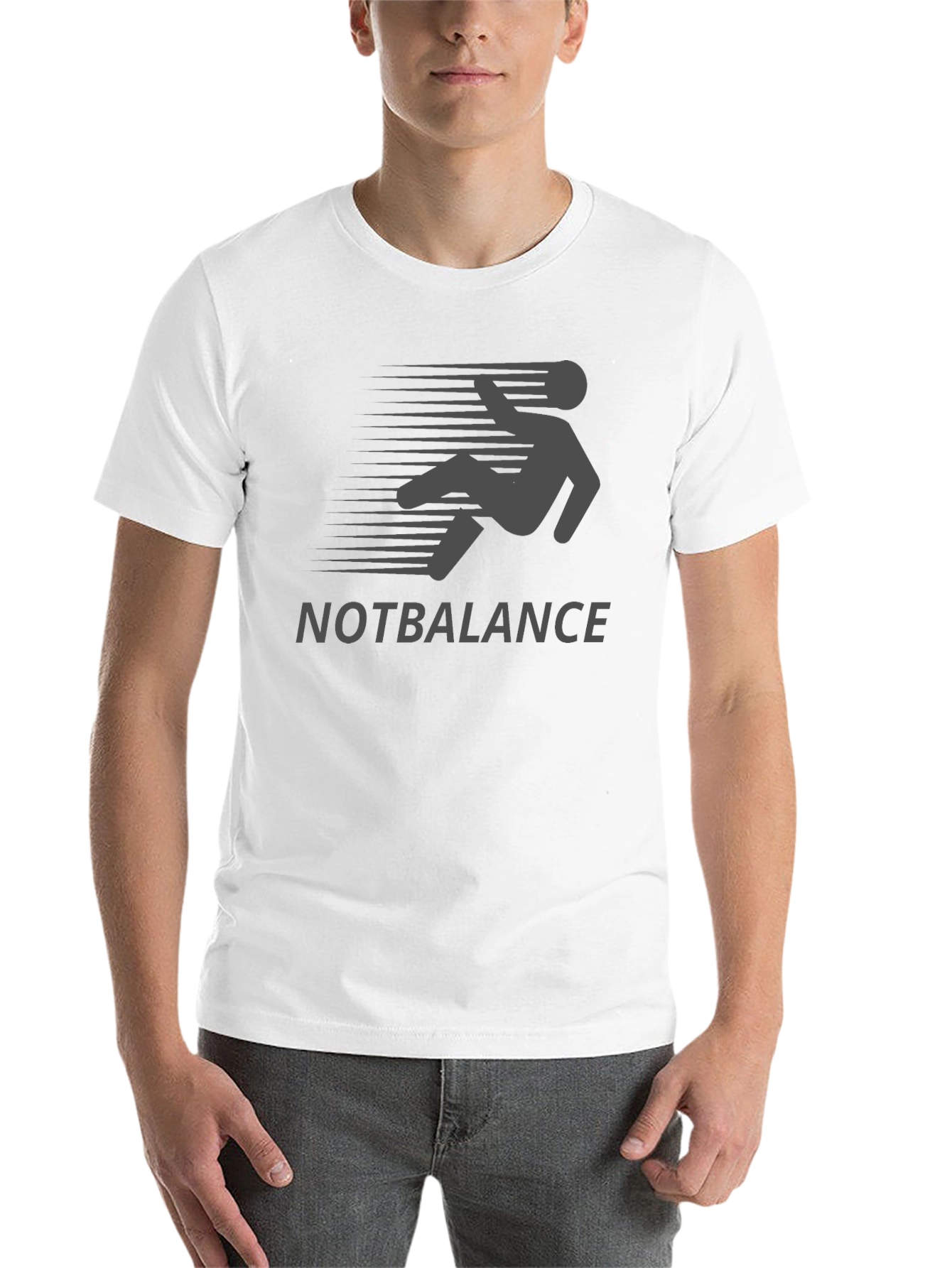 Black NOTBALANCE Graphic Tee - Funny Falling Man Design view 14