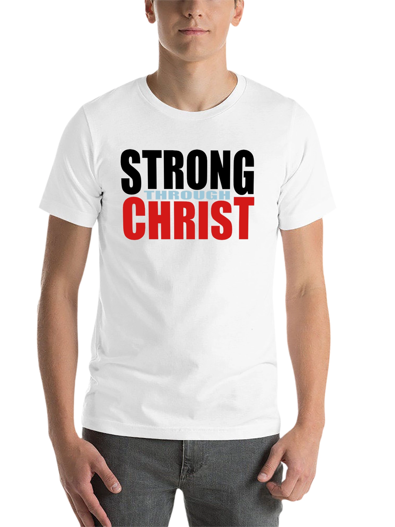 Black Strong Through Christ Black T-Shirt view 14