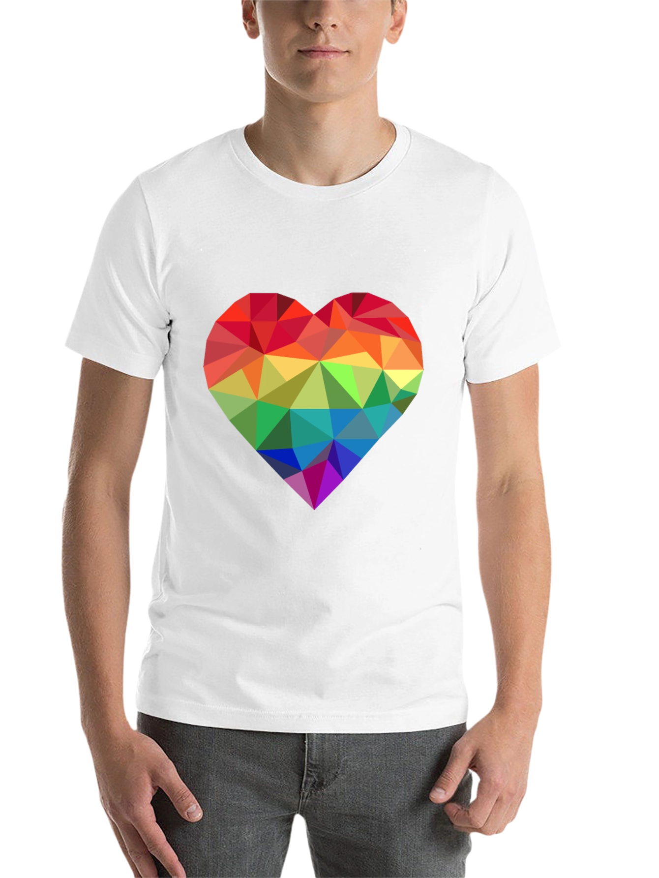 Black Geometric Rainbow Heart Graphic Tee - Pride Love view 14