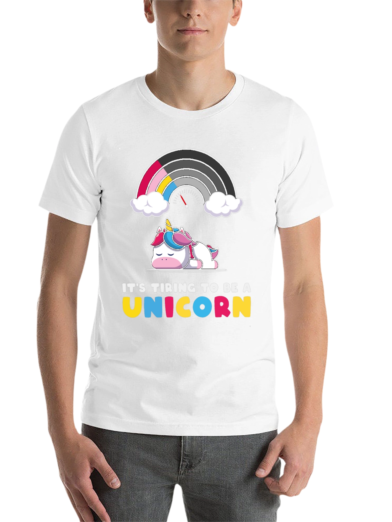 Black Tiring Unicorn Graphic Tee - Black Cotton T-Shirt view 14