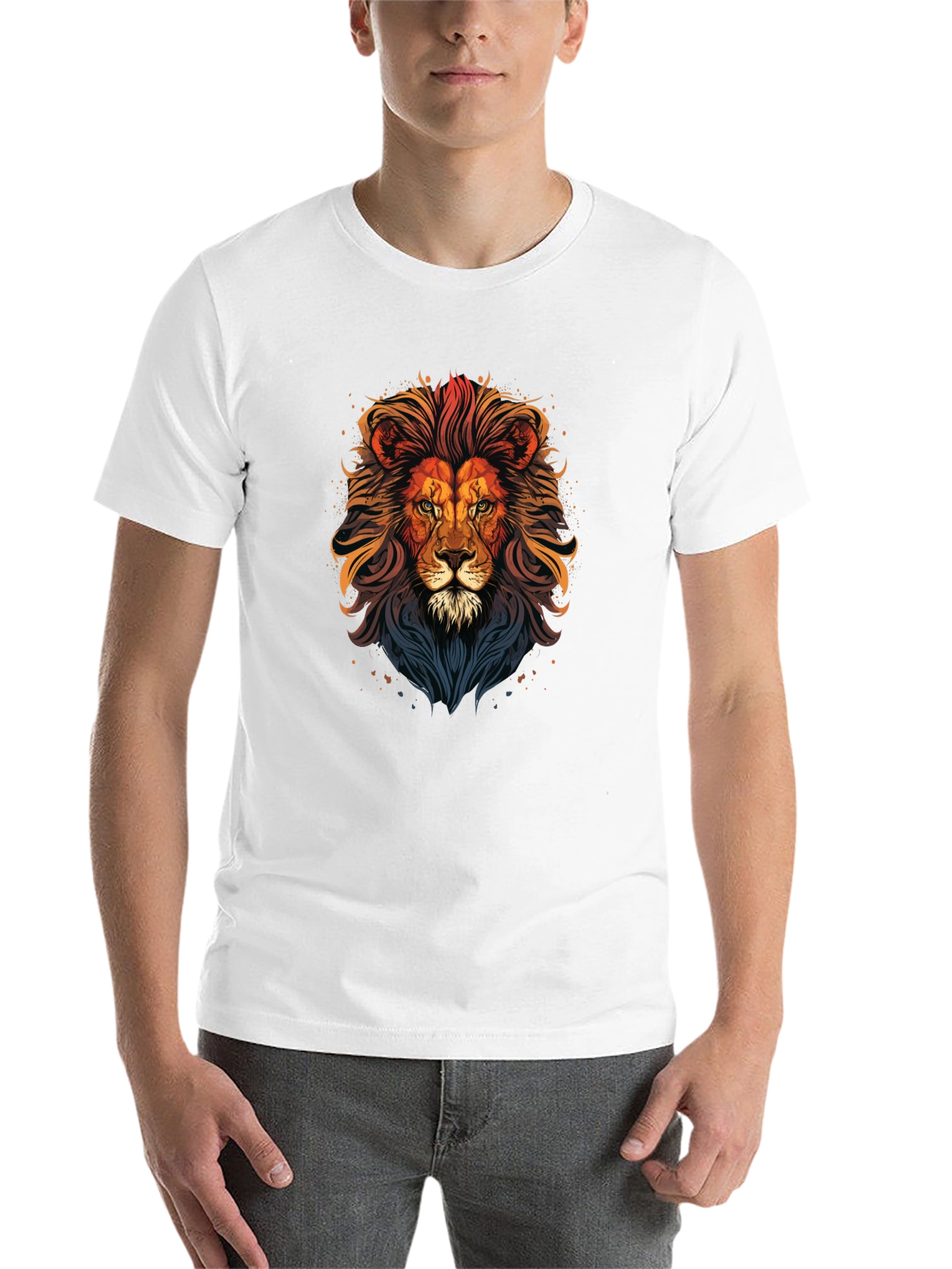 Black Lion Graphic Print T-Shirt - Men's Black Tee view 14