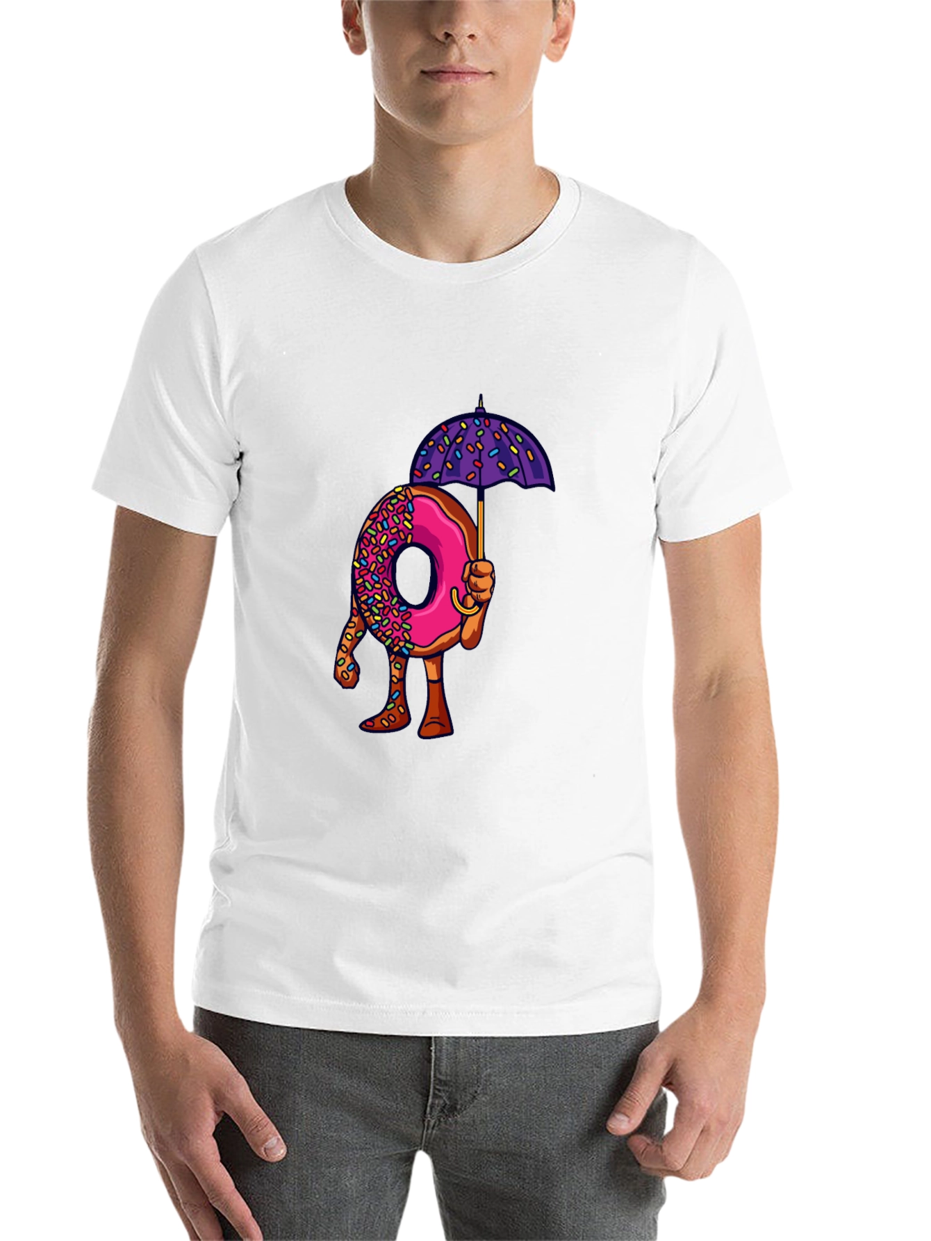 Black Donut Umbrella Graphic Tee - Unique Novelty Design view 14