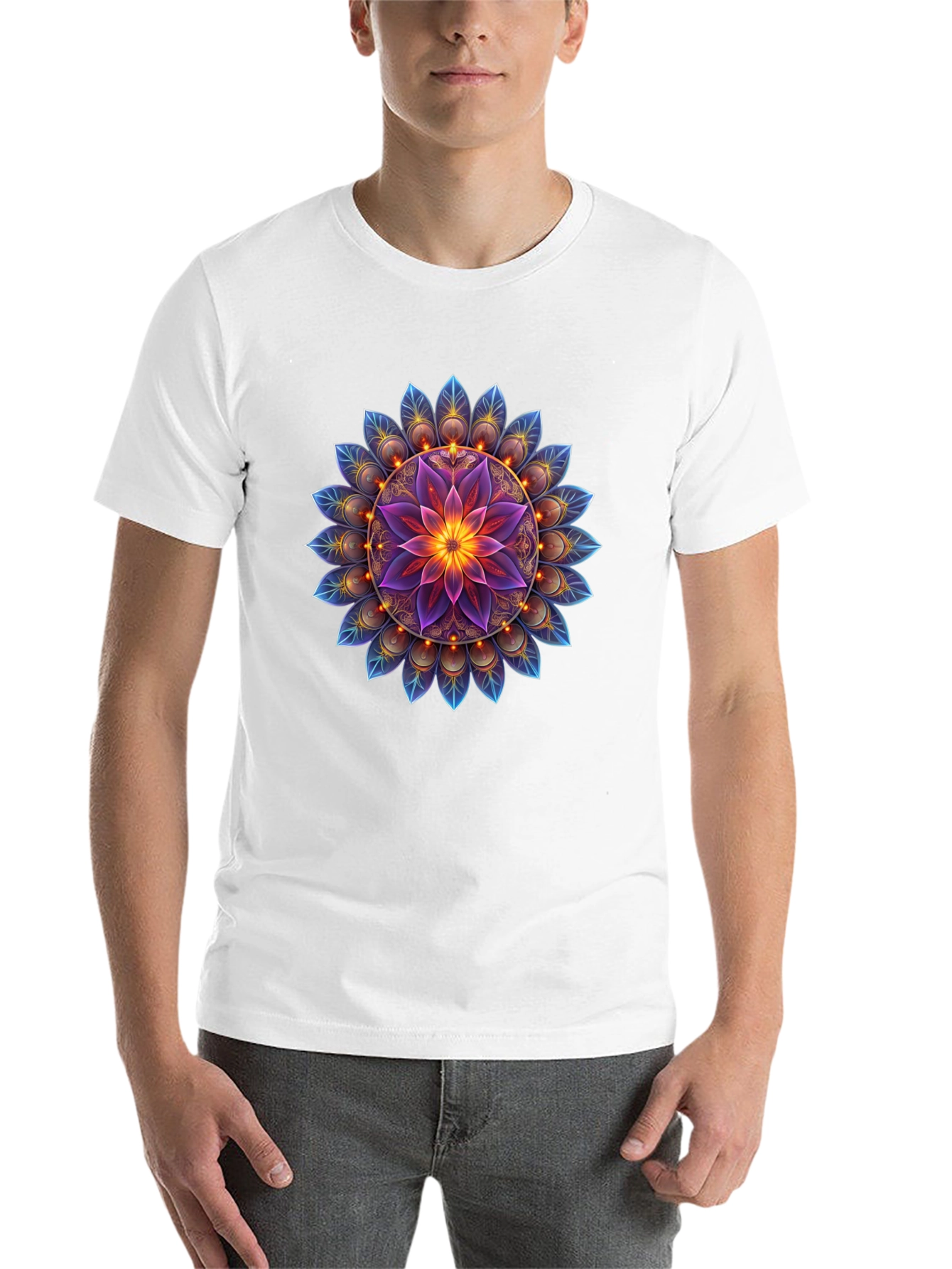 Black Floral Mandala Graphic Tee - Black Cotton Blend view 14