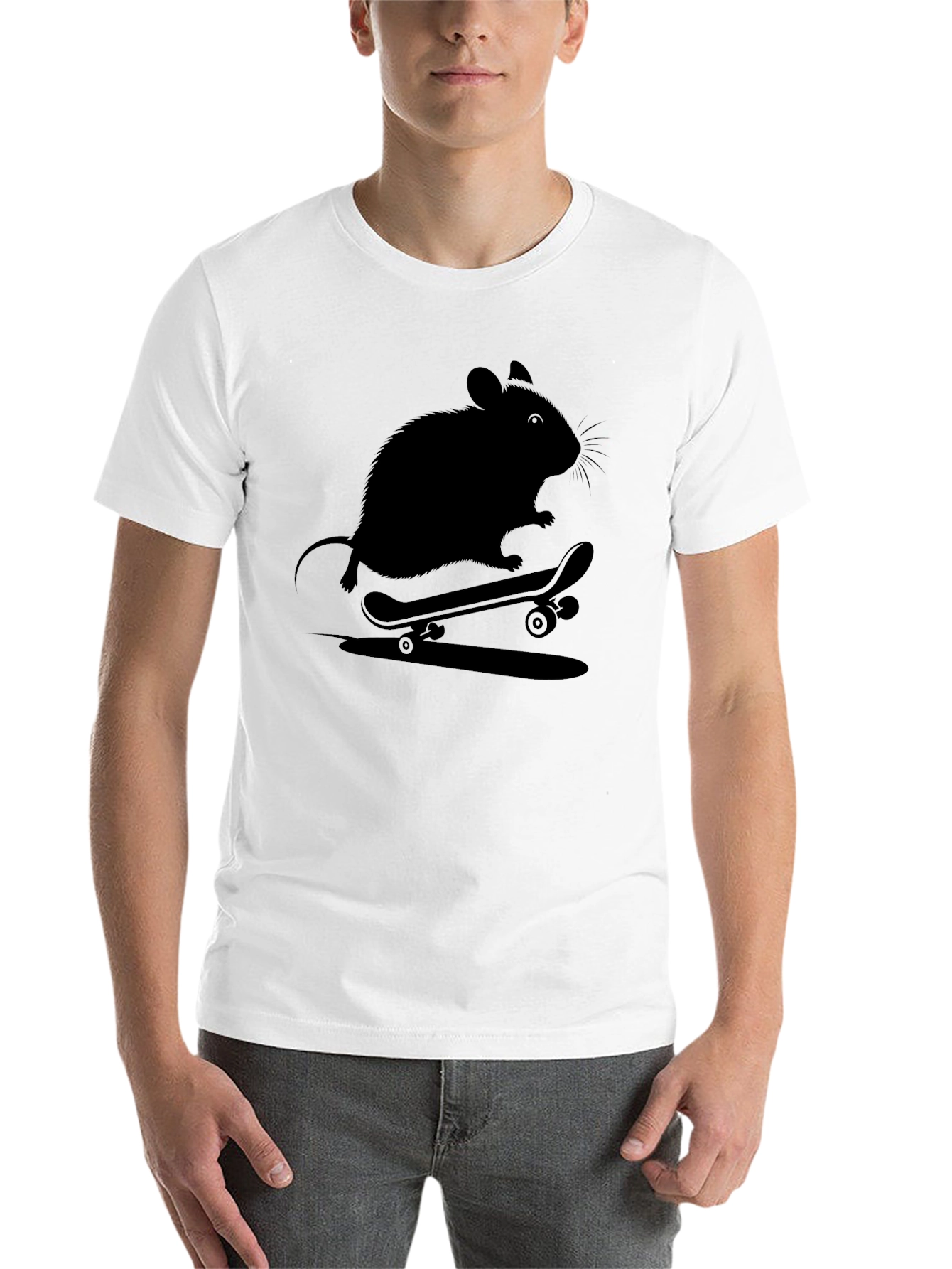 Black Skateboarding Rat Graphic Tee - Cool Casual Shirt view 14