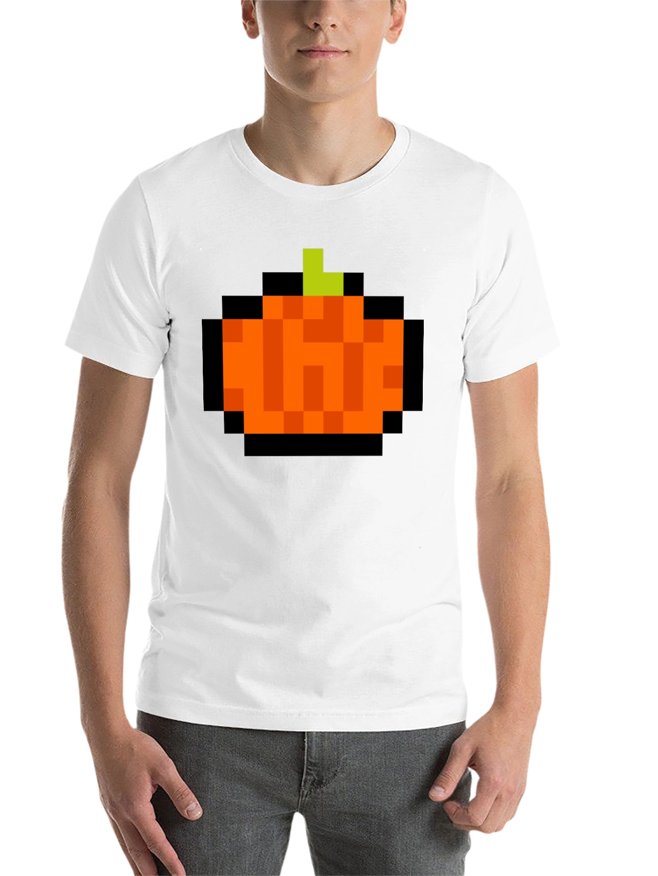 Pixelated Pumpkin T-Shirt - Retro Halloween Tee - 14