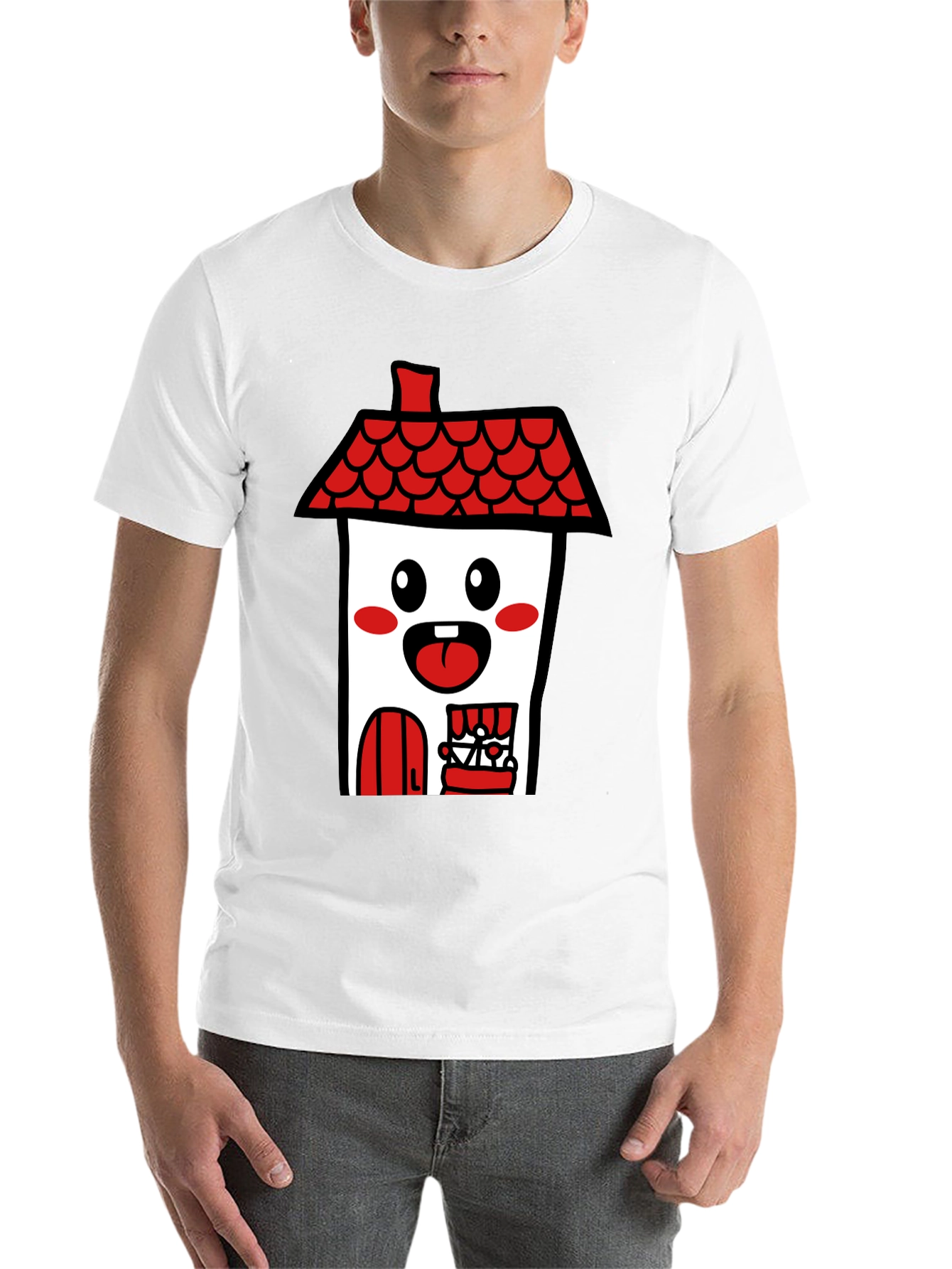 Black Kawaii House T-Shirt - Cute Cartoon Graphic Tee view 14