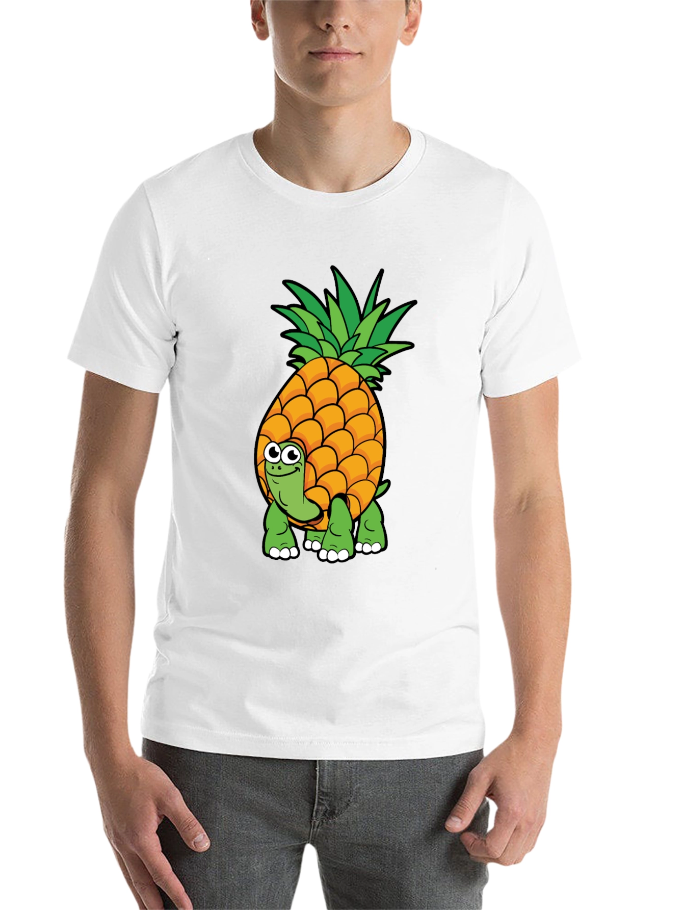 Black Pineapple Turtle Graphic Tee - Novelty Cartoon Shirt view 14