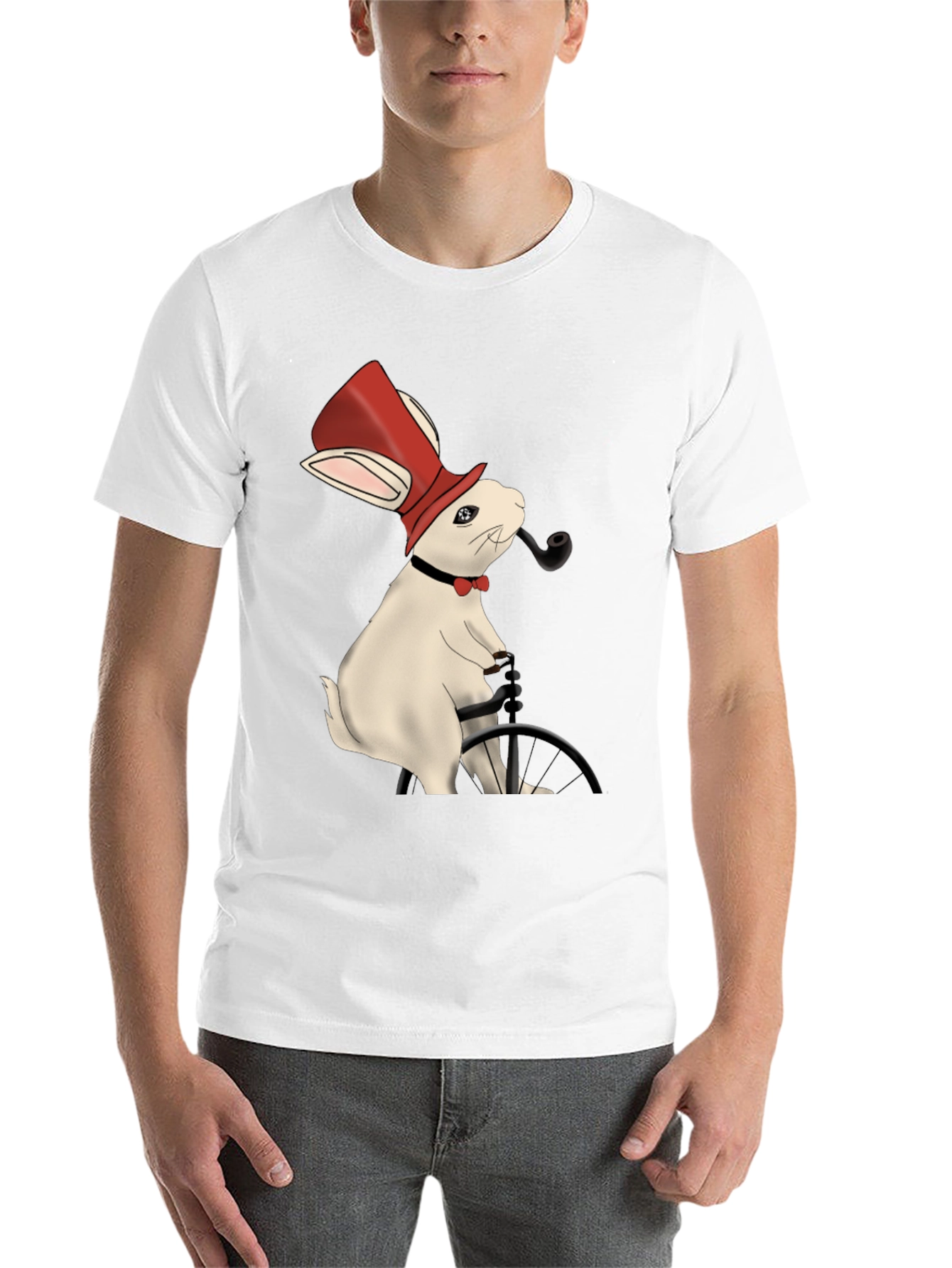 Black Rabbit Gentleman T-Shirt - Unique Design view 14