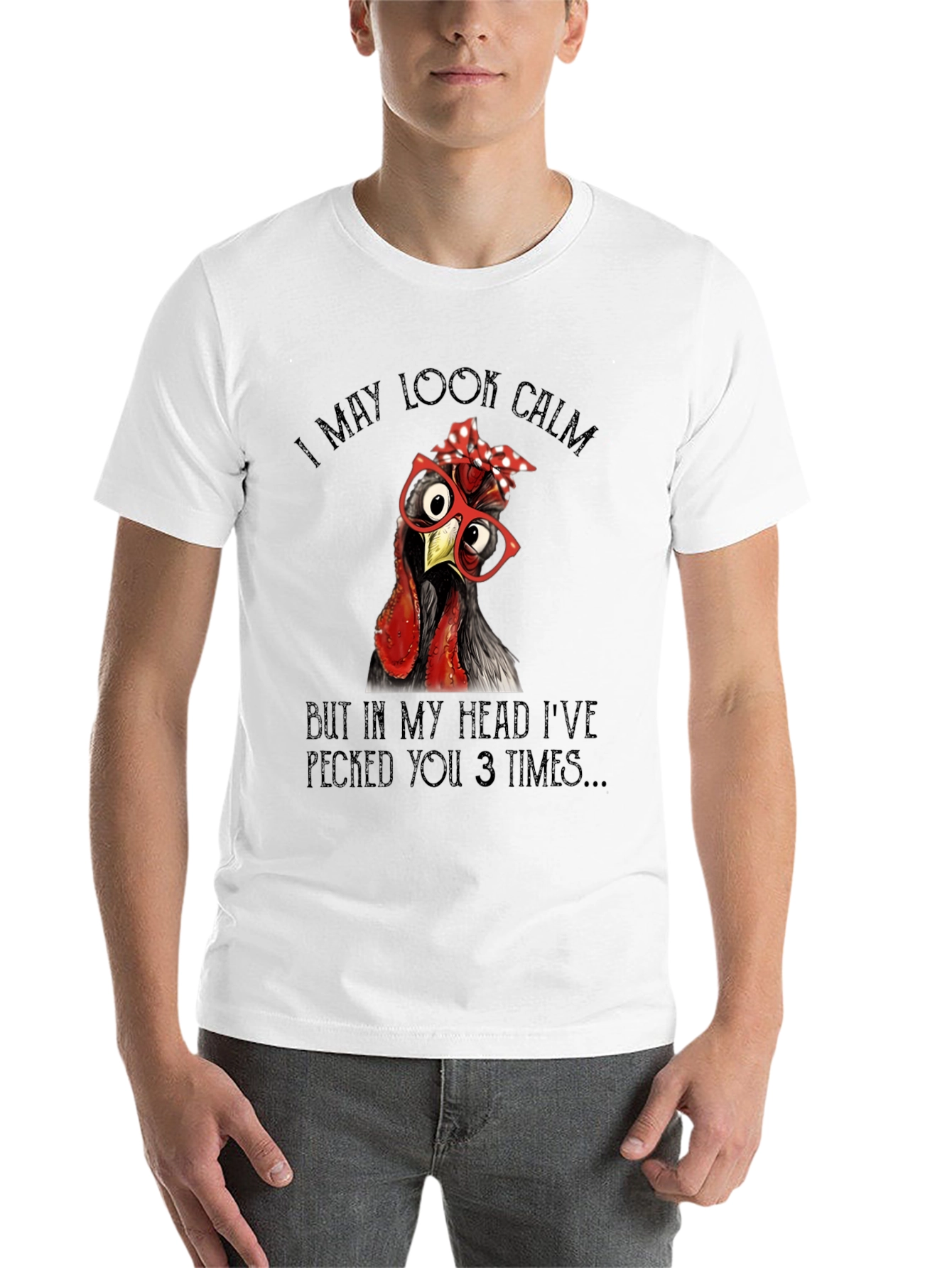 Black Funny Chicken T-Shirt - I May Look Calm view 14