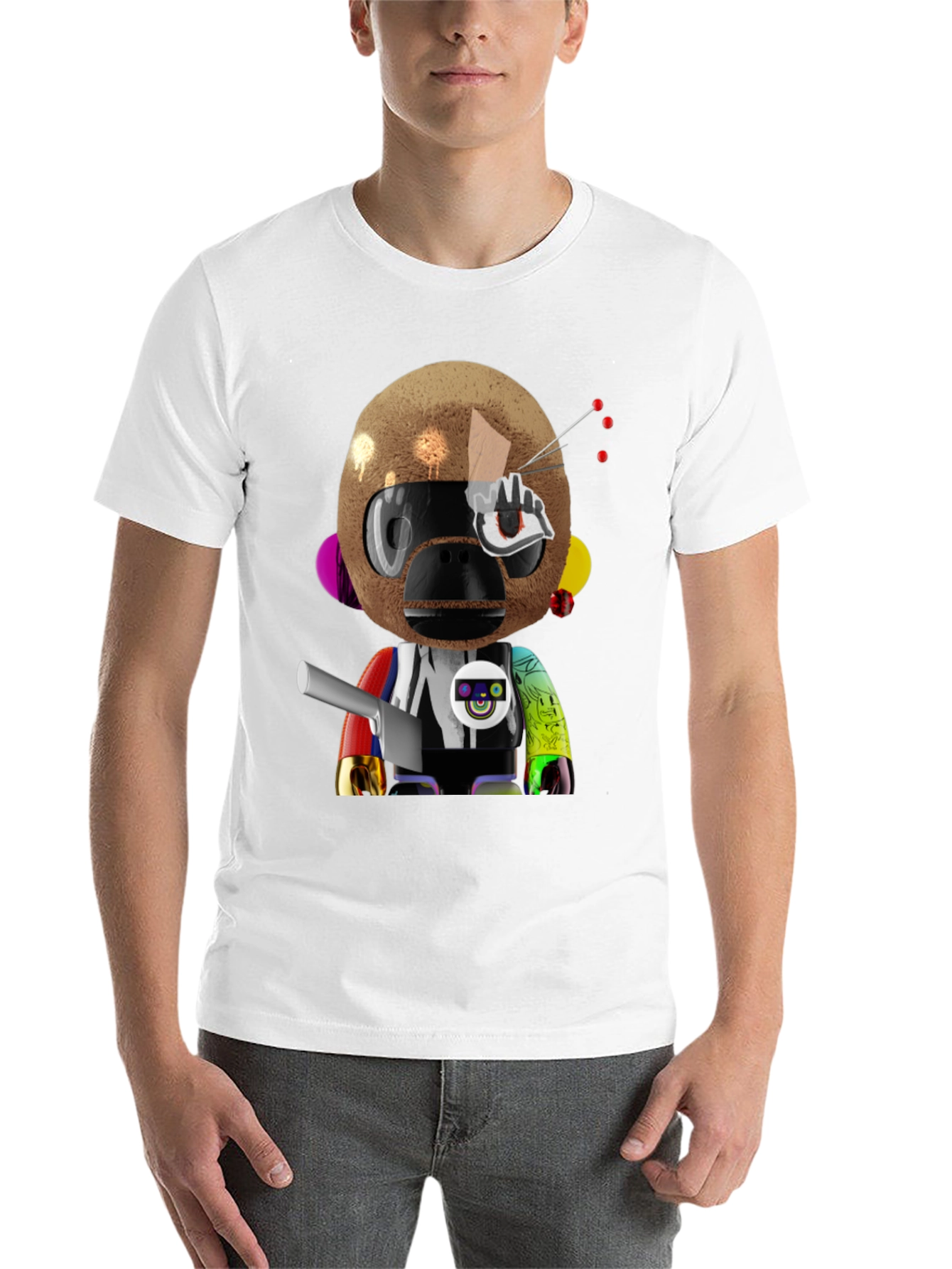 Black Novelty Robot Monkey Graphic T-Shirt view 14