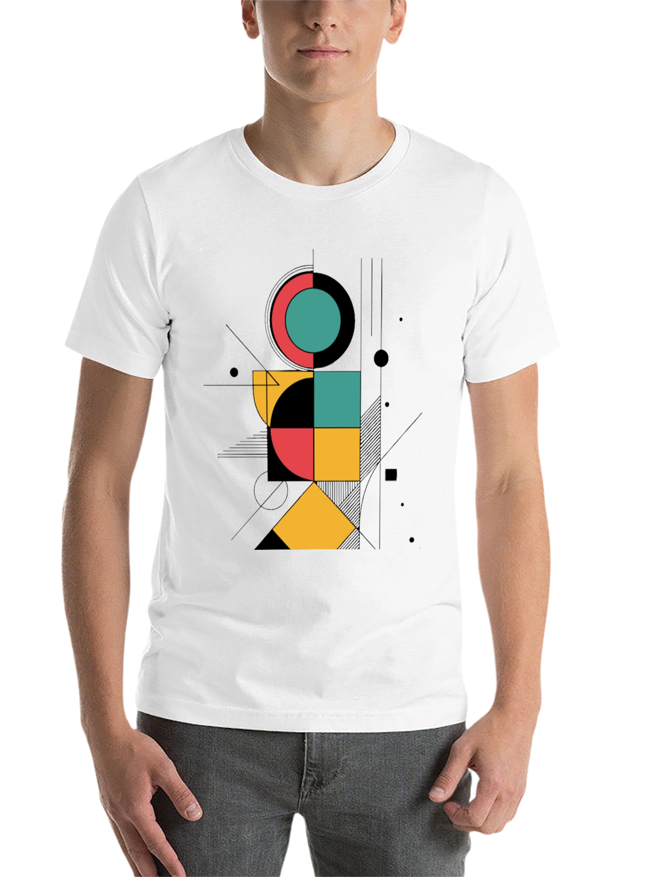 Black Geometric Graphic Print Black T-Shirt view 14