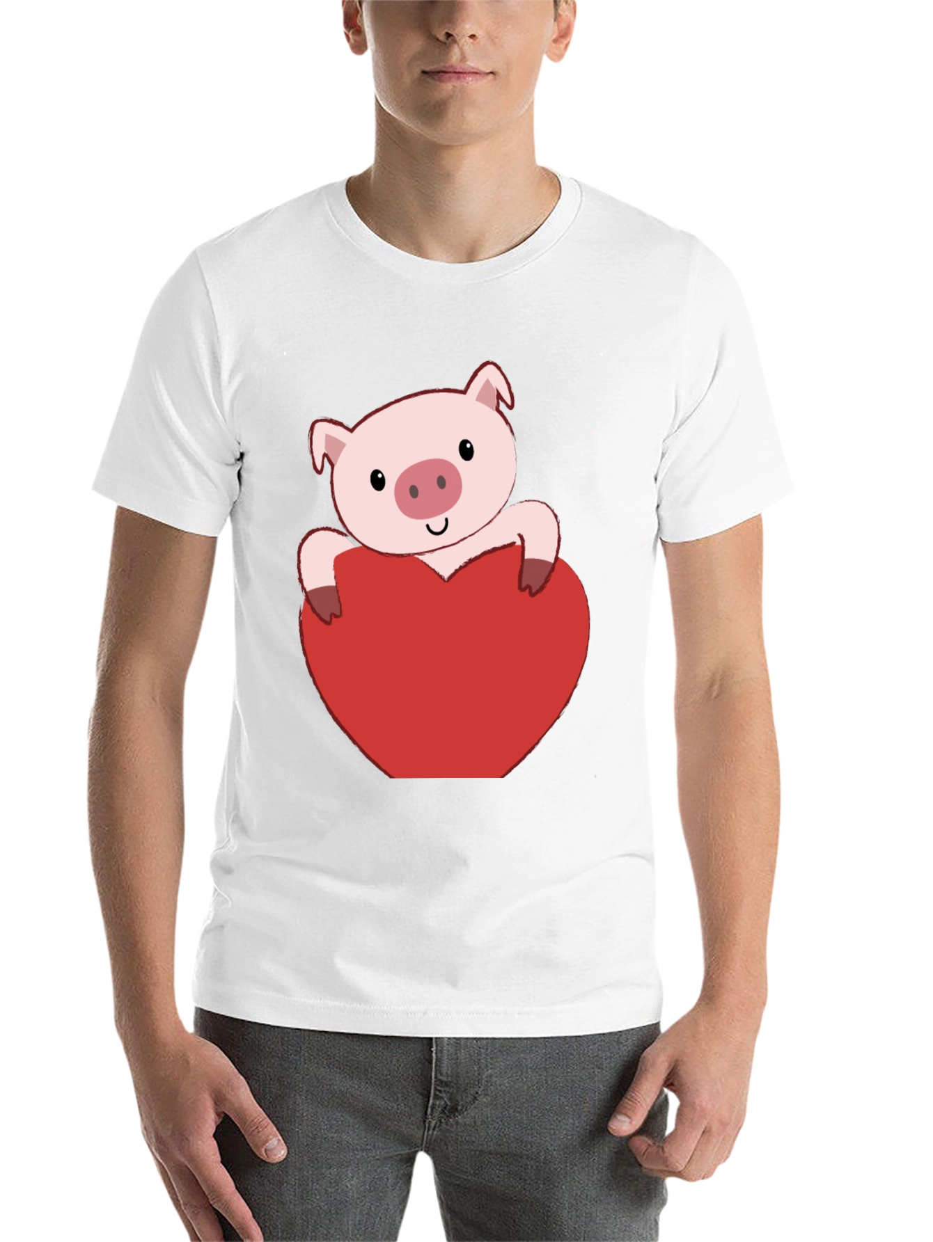 Black Pig Heart Valentine's Day T-Shirt view 14