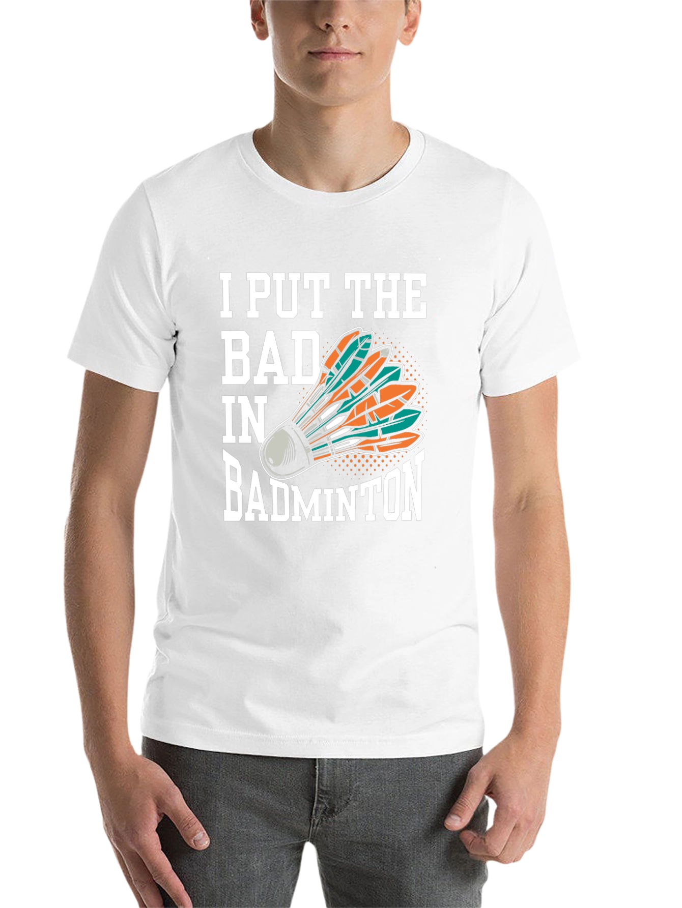 Black I Put the Bad in Badminton T-Shirt view 14