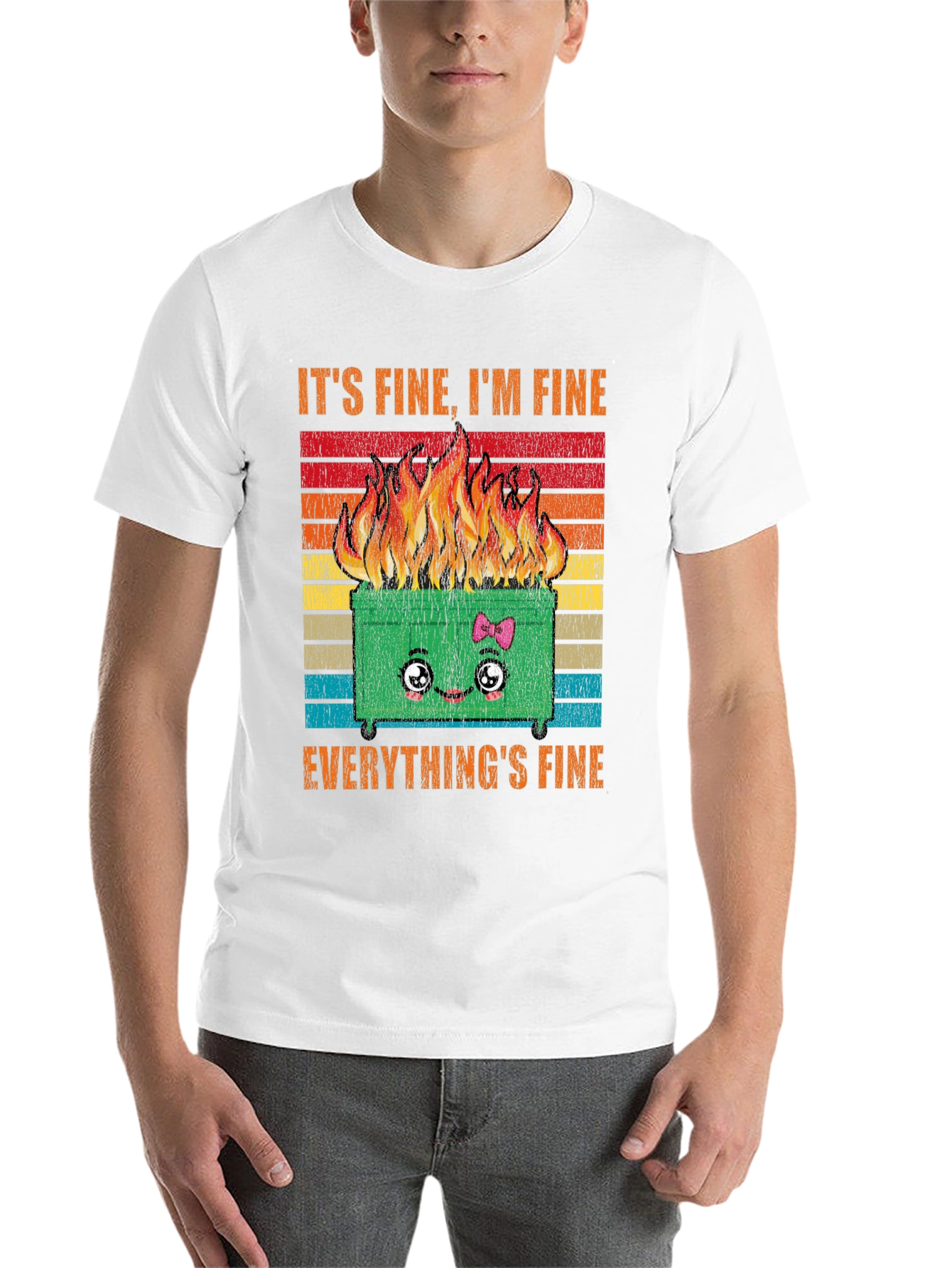 Black It's Fine Everything's Fine Dumpster Fire Graphic Tee view 14