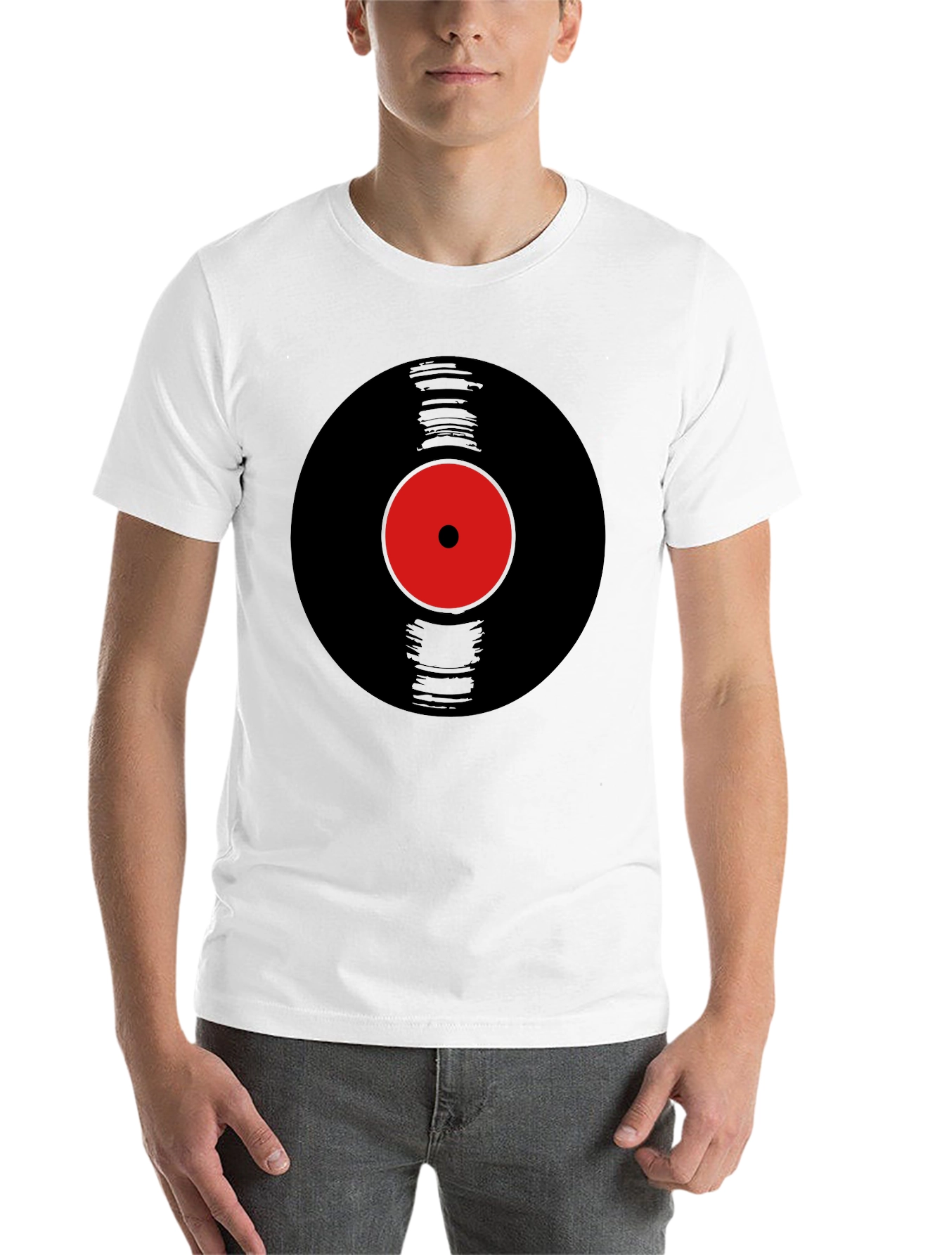 Black Retro Vinyl Record Graphic Tee - Black view 14