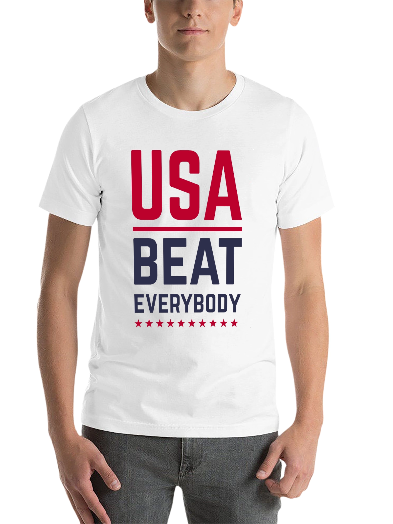 Black USA Beat Everybody Patriotic T-Shirt view 14