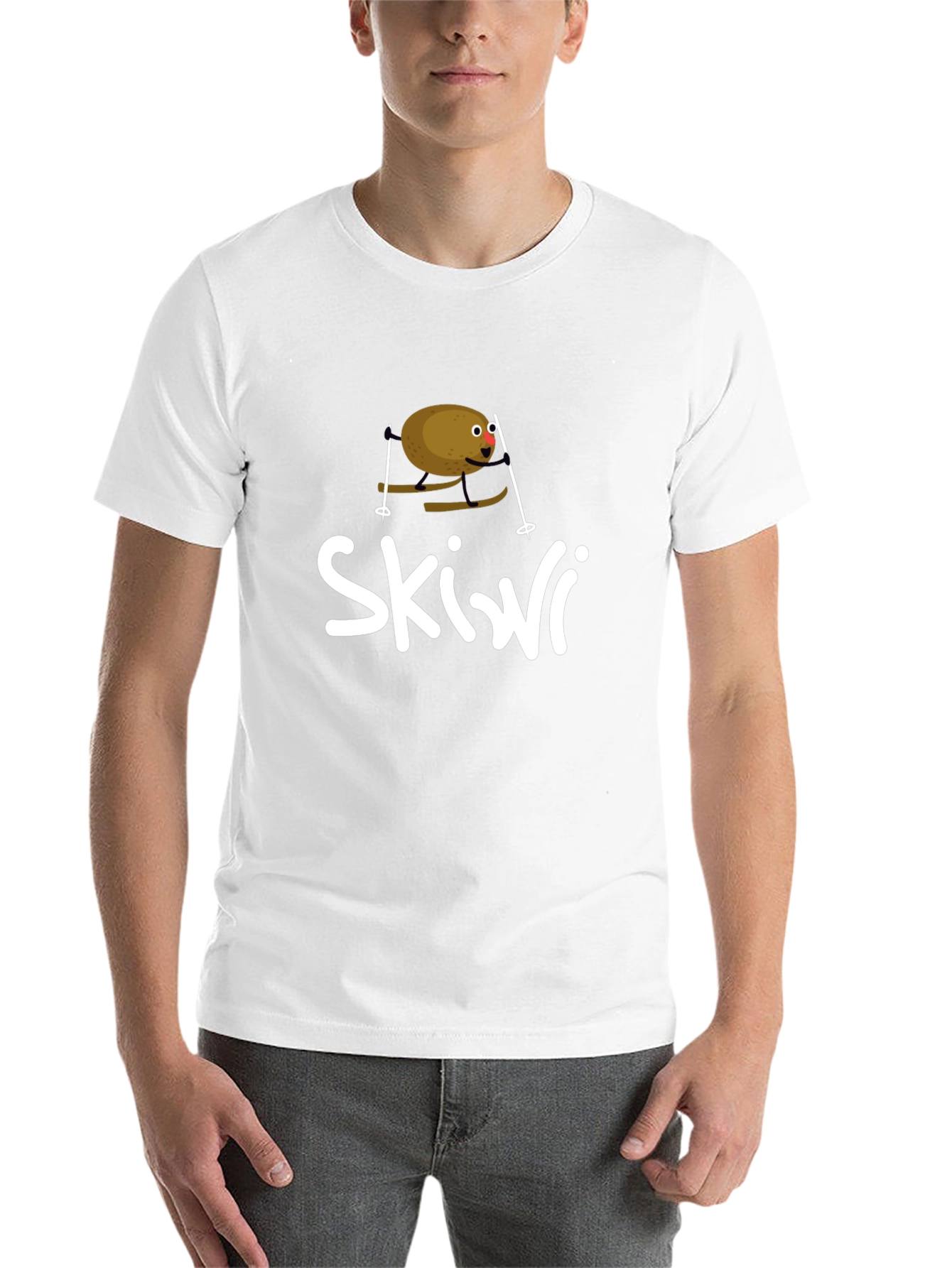 Black Skiwi Funny Kiwi Skiing T-Shirt view 14