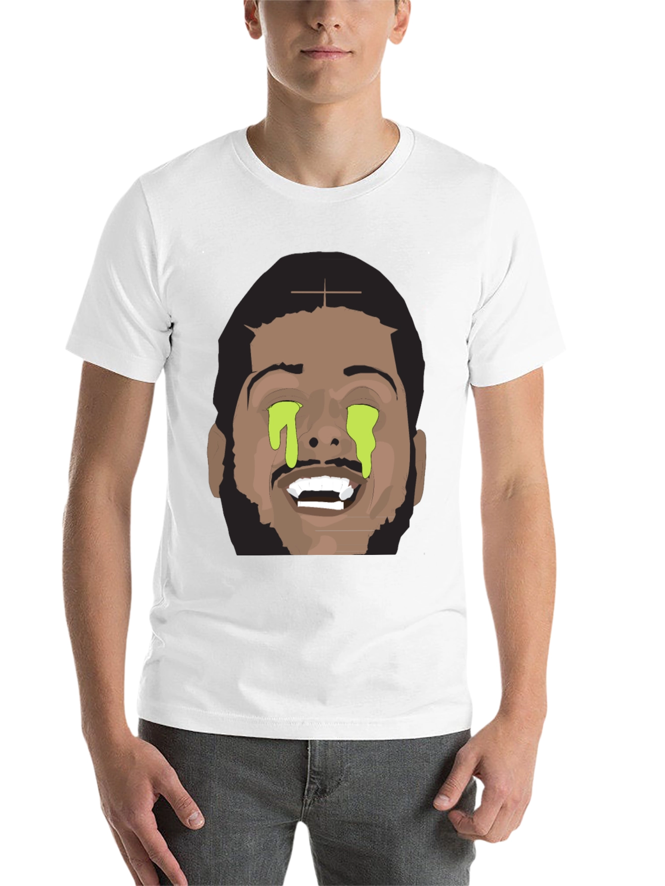 Black Graphic Tee with Dripping Eyes Design view 14