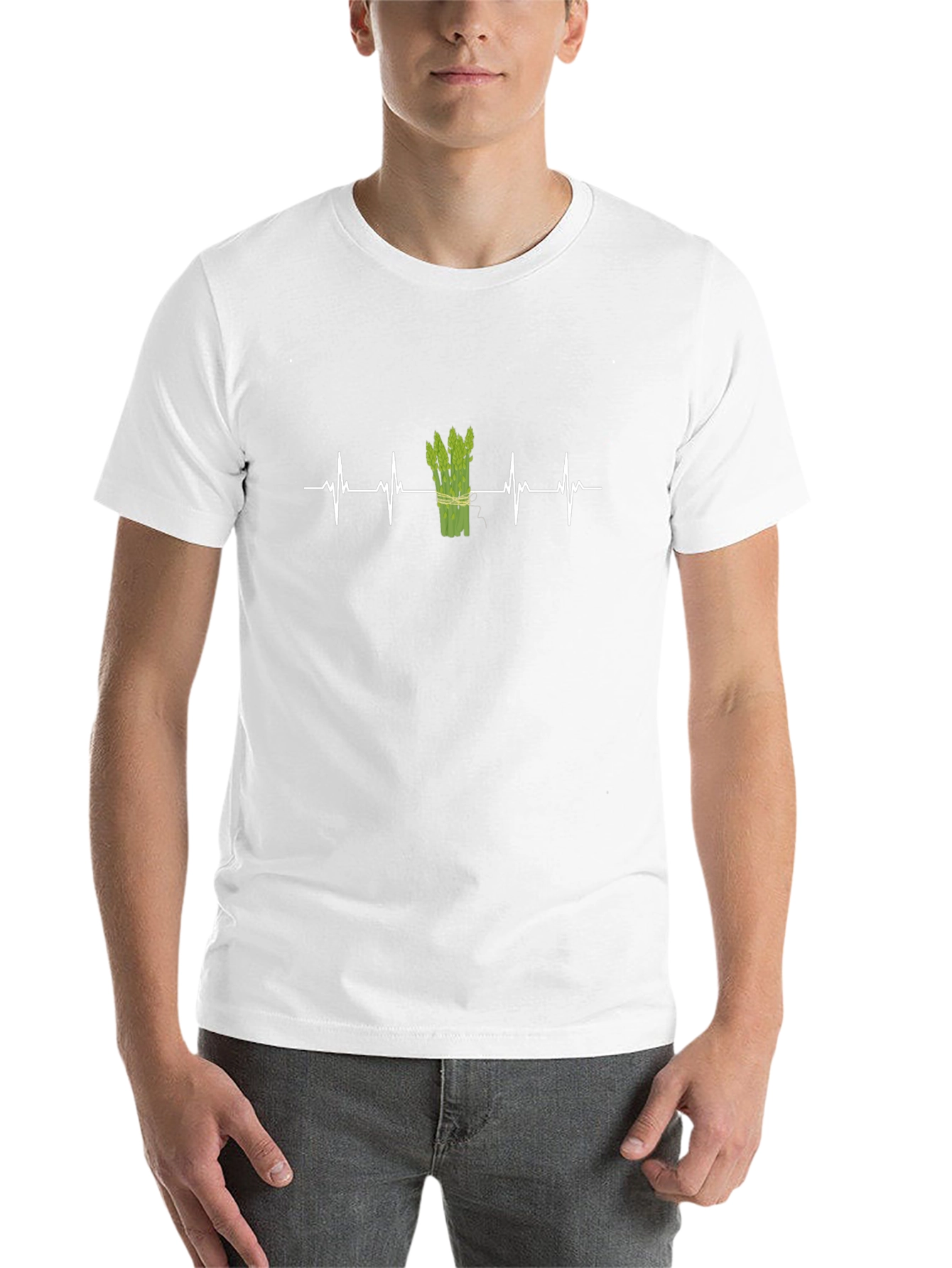 Asparagus Heartbeat T-Shirt - Black, Unisex - 14