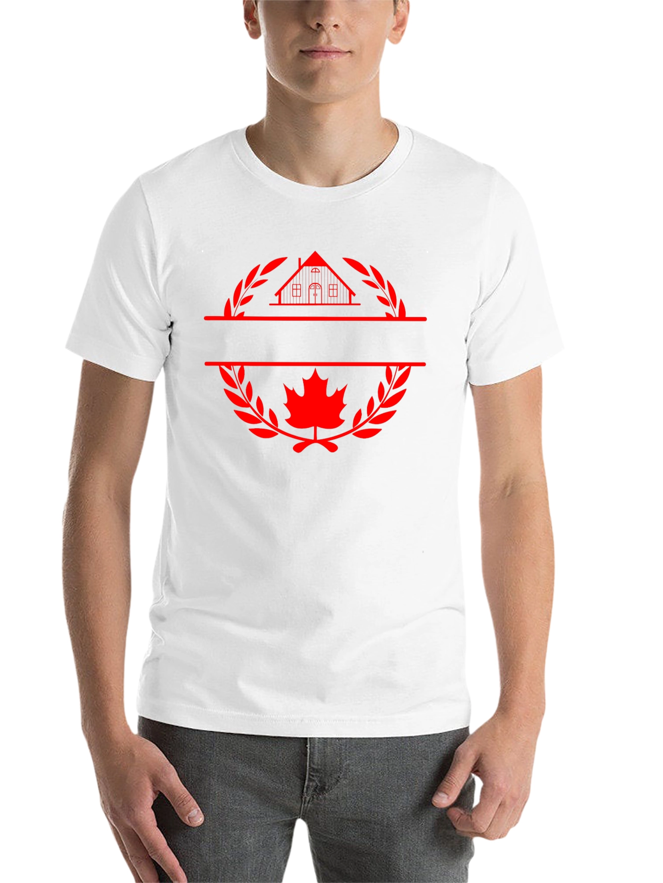 Black Black T-Shirt with House and Maple Leaf Graphic view 14