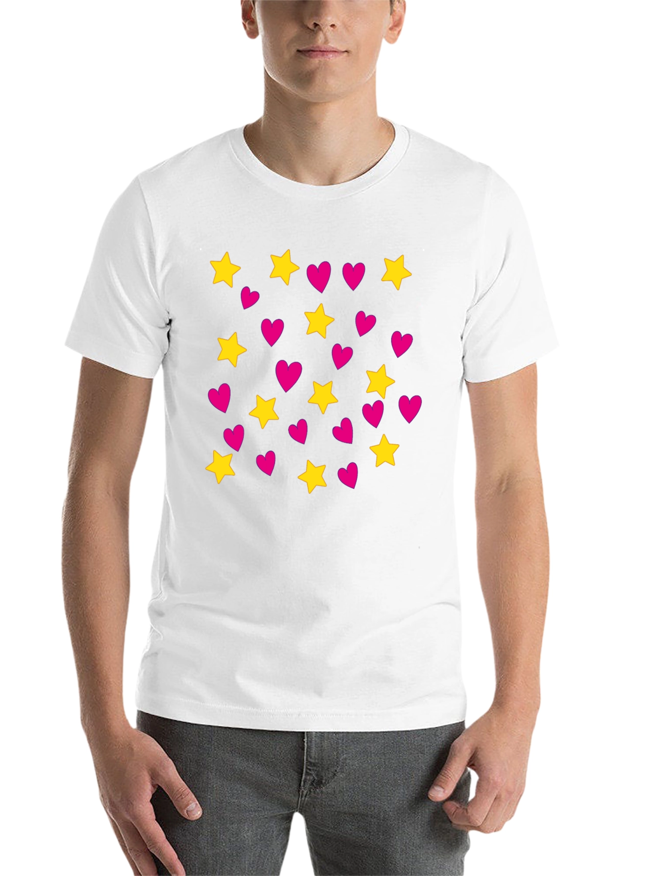 Black Star and Heart Pattern T-Shirt view 14