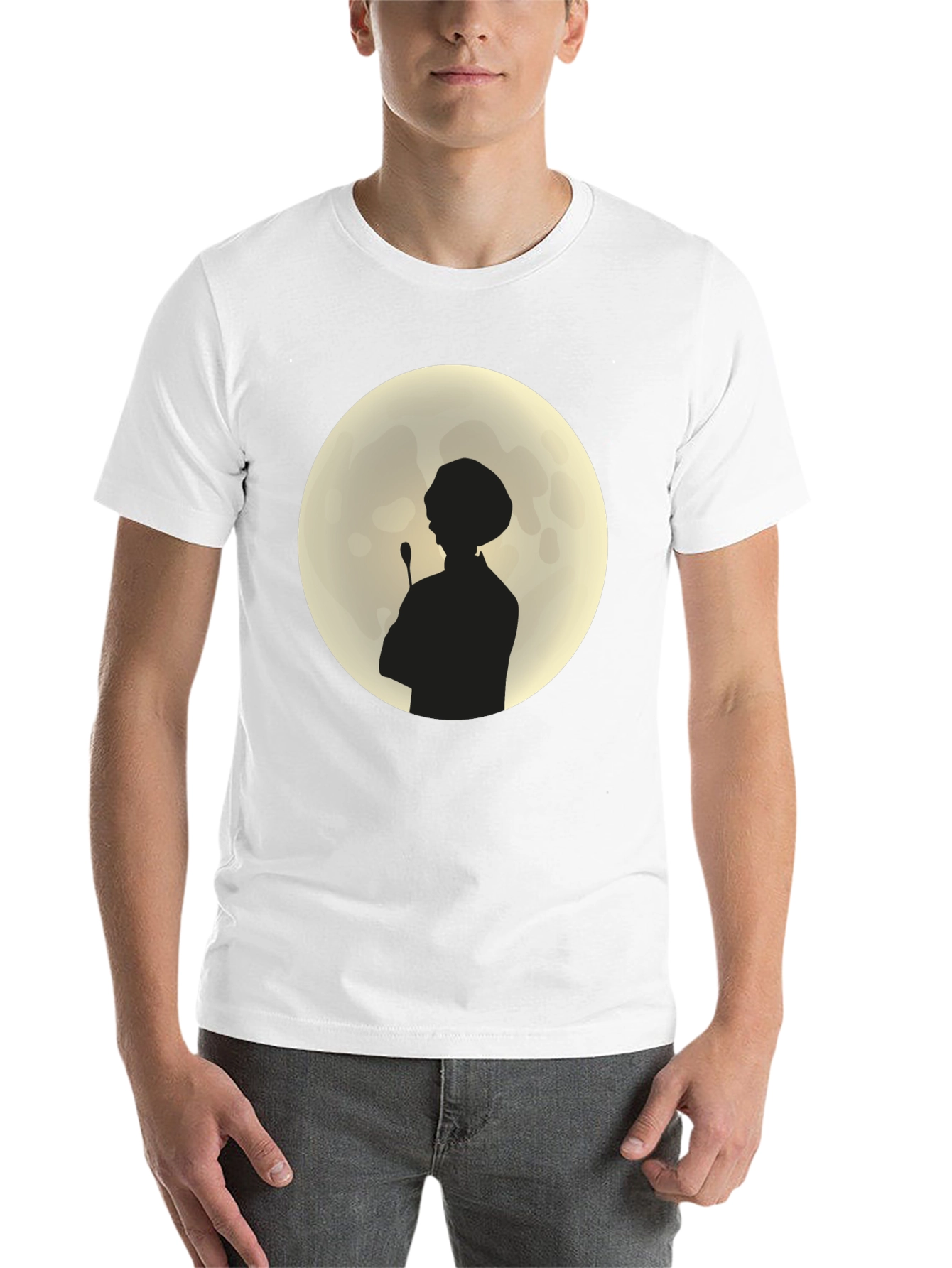 Silhouette Chef on Moon Black T-Shirt - 14