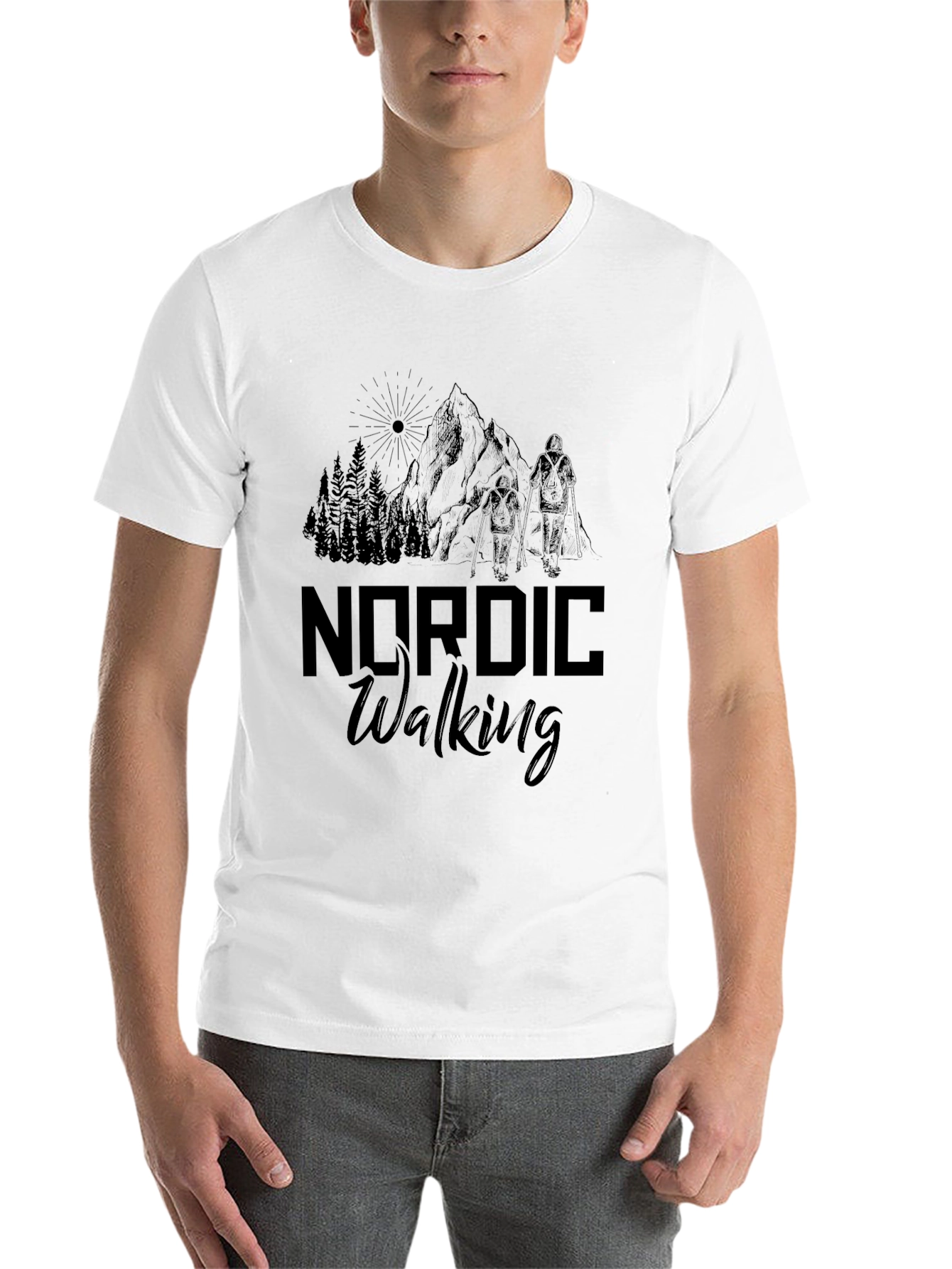 Black Nordic Walking Black T-Shirt - Outdoor Adventure Tee view 14