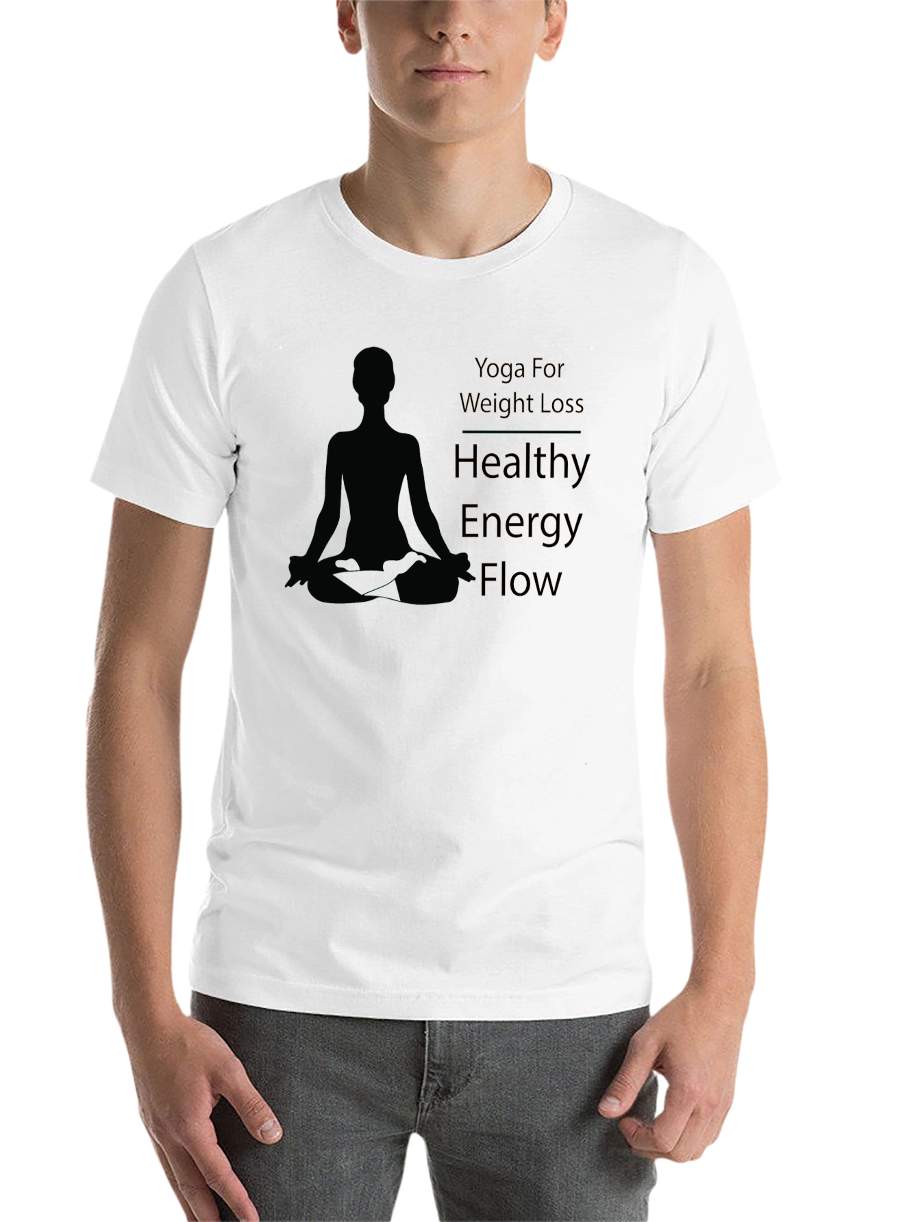 Black Yoga Weight Loss Healthy Energy Flow Graphic Tee view 14