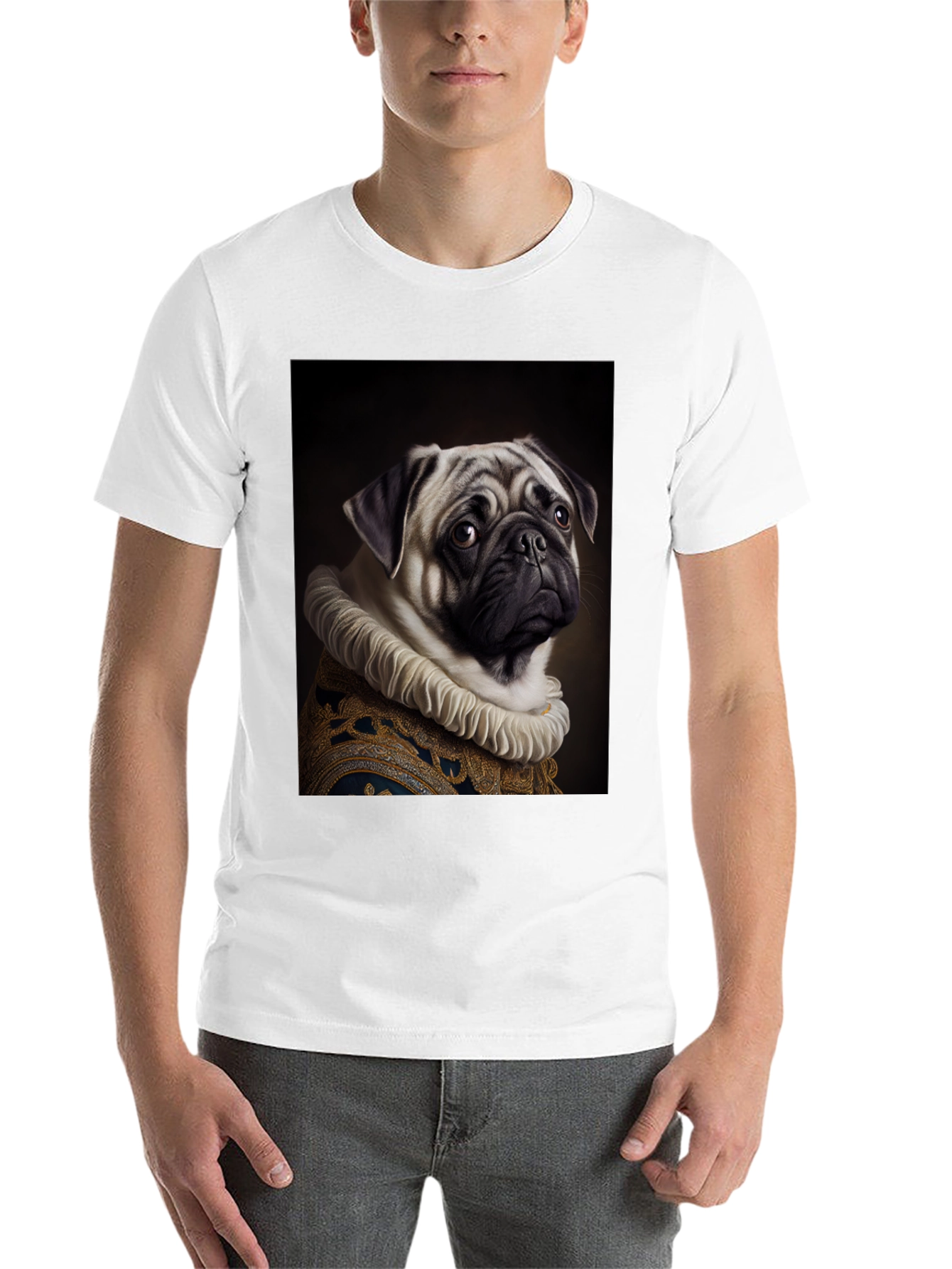 Black Regal Pug Graphic Tee - Black Cotton T-Shirt view 14
