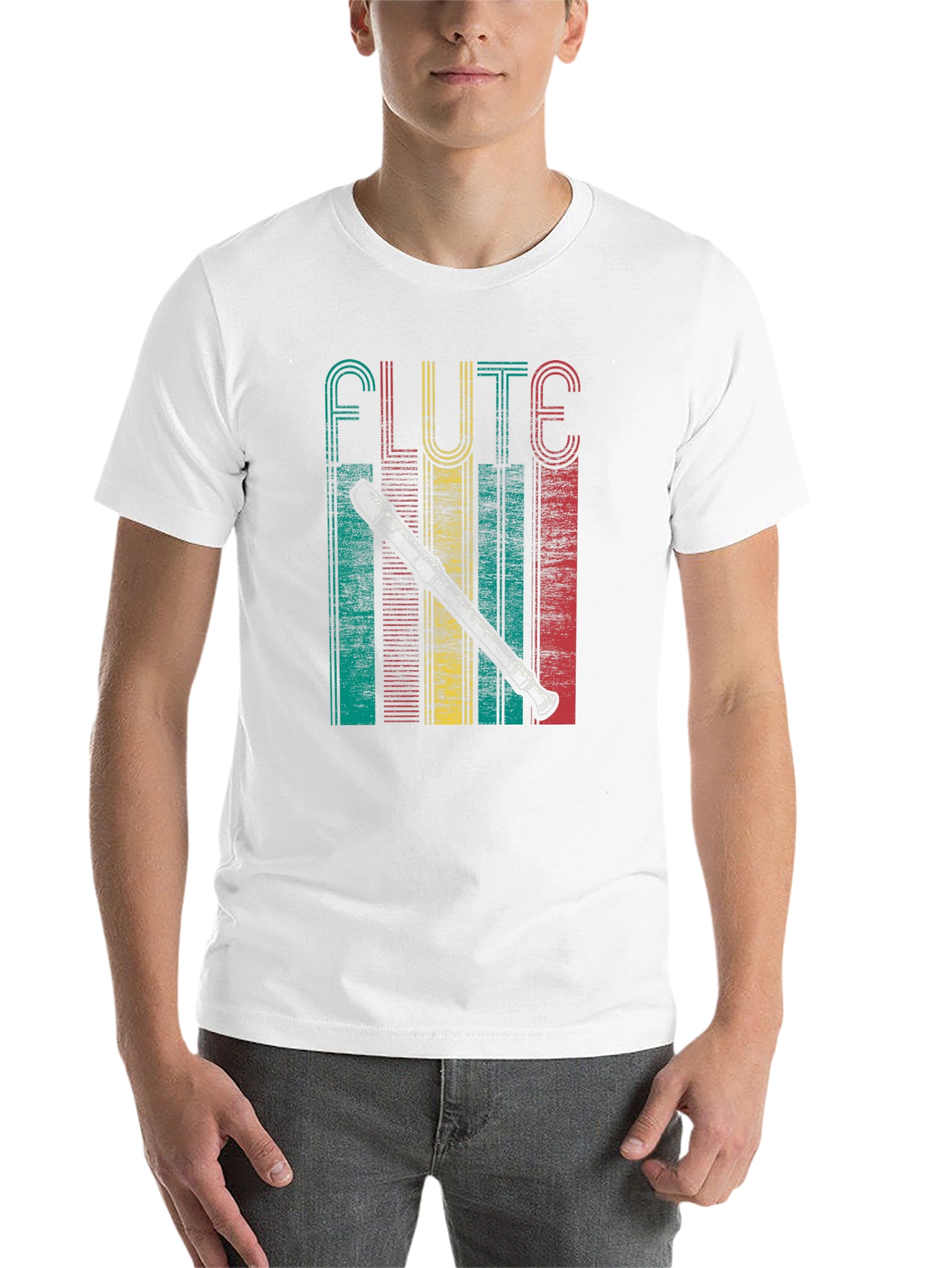 Black Retro Flute Player T-Shirt view 14