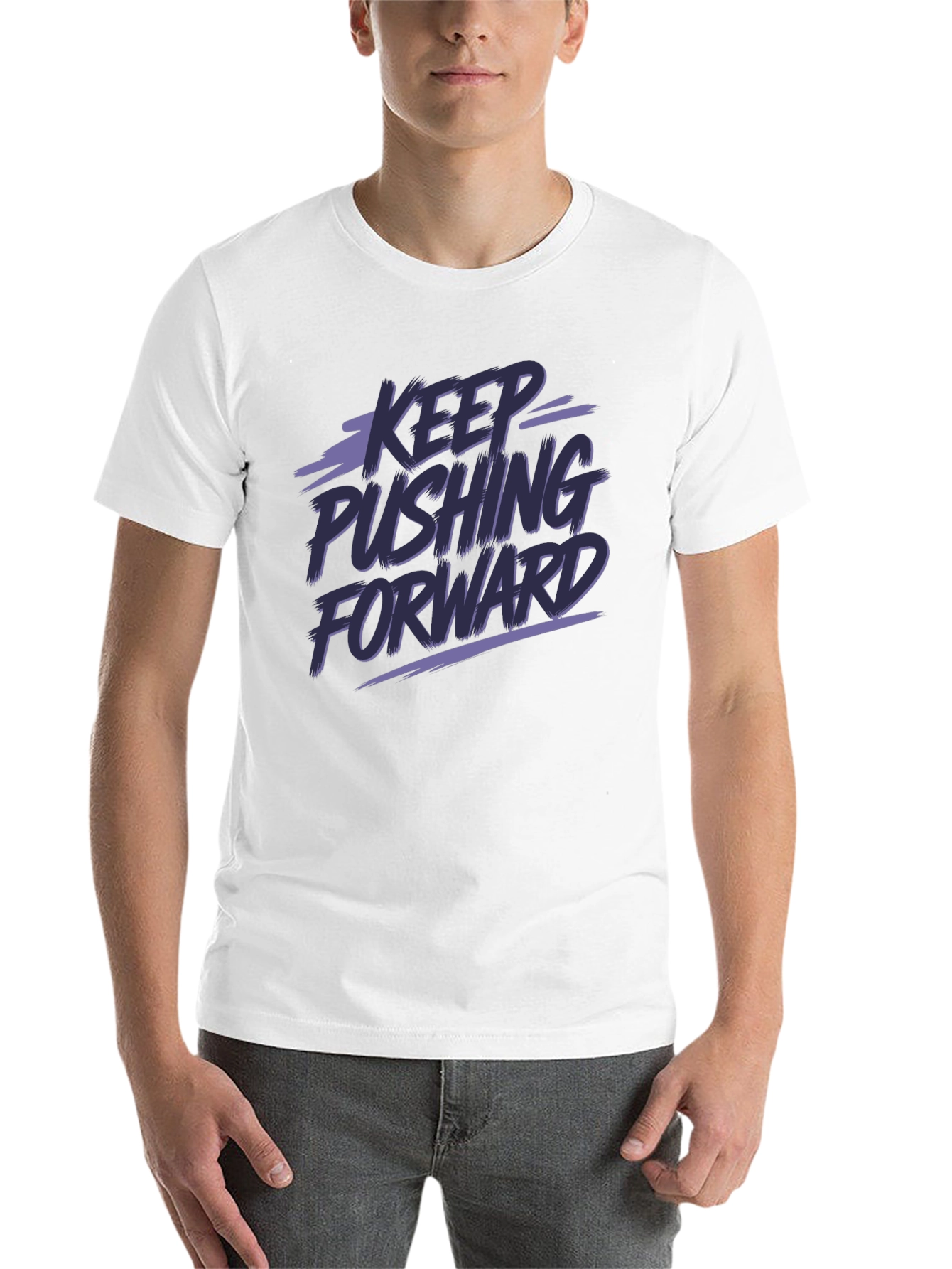 Black Keep Pushing Forward Graphic Tee view 14