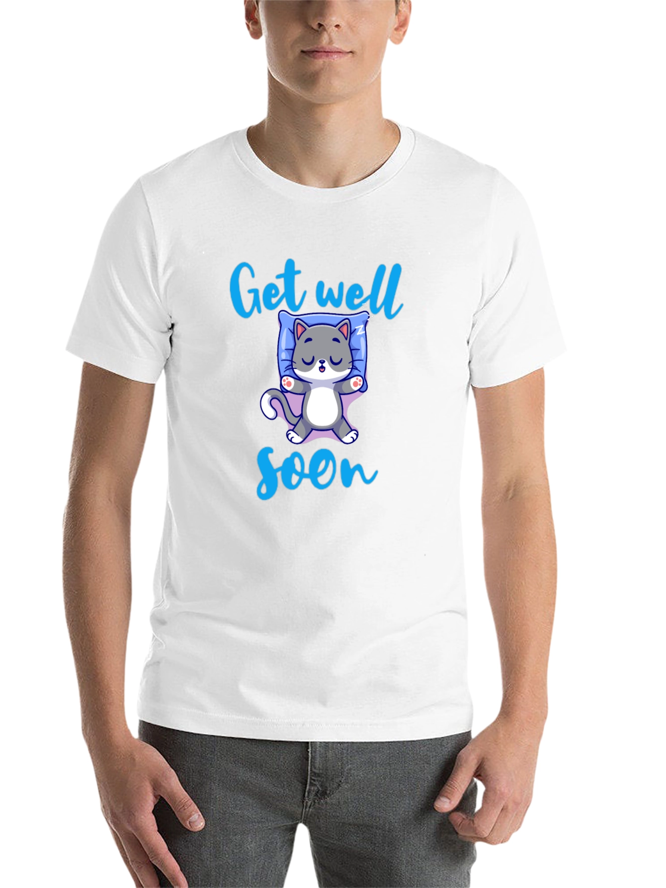 Black Get Well Soon Cute Cat T-Shirt view 14