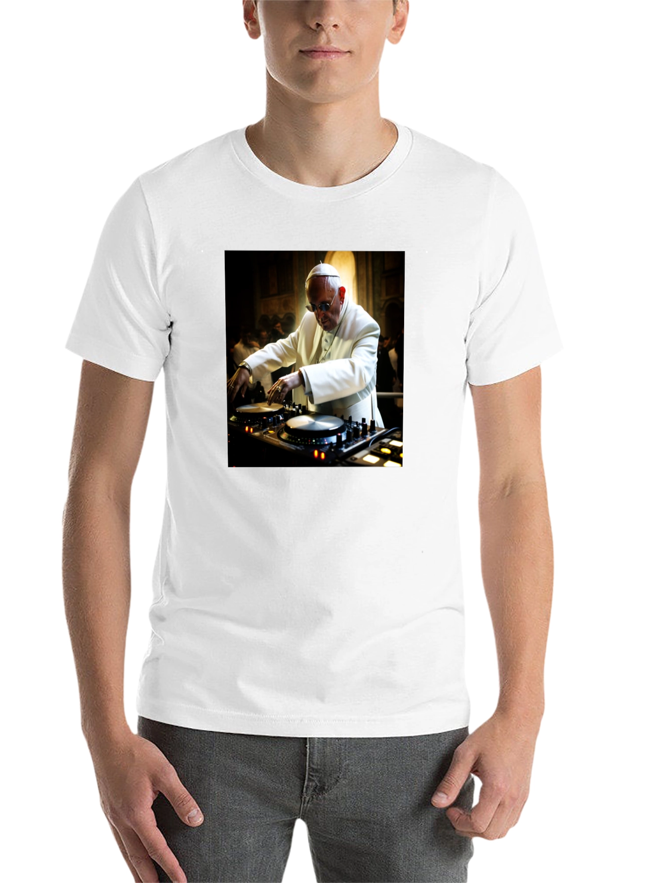 Black DJ Pope Black T-Shirt - Religious Humor view 14