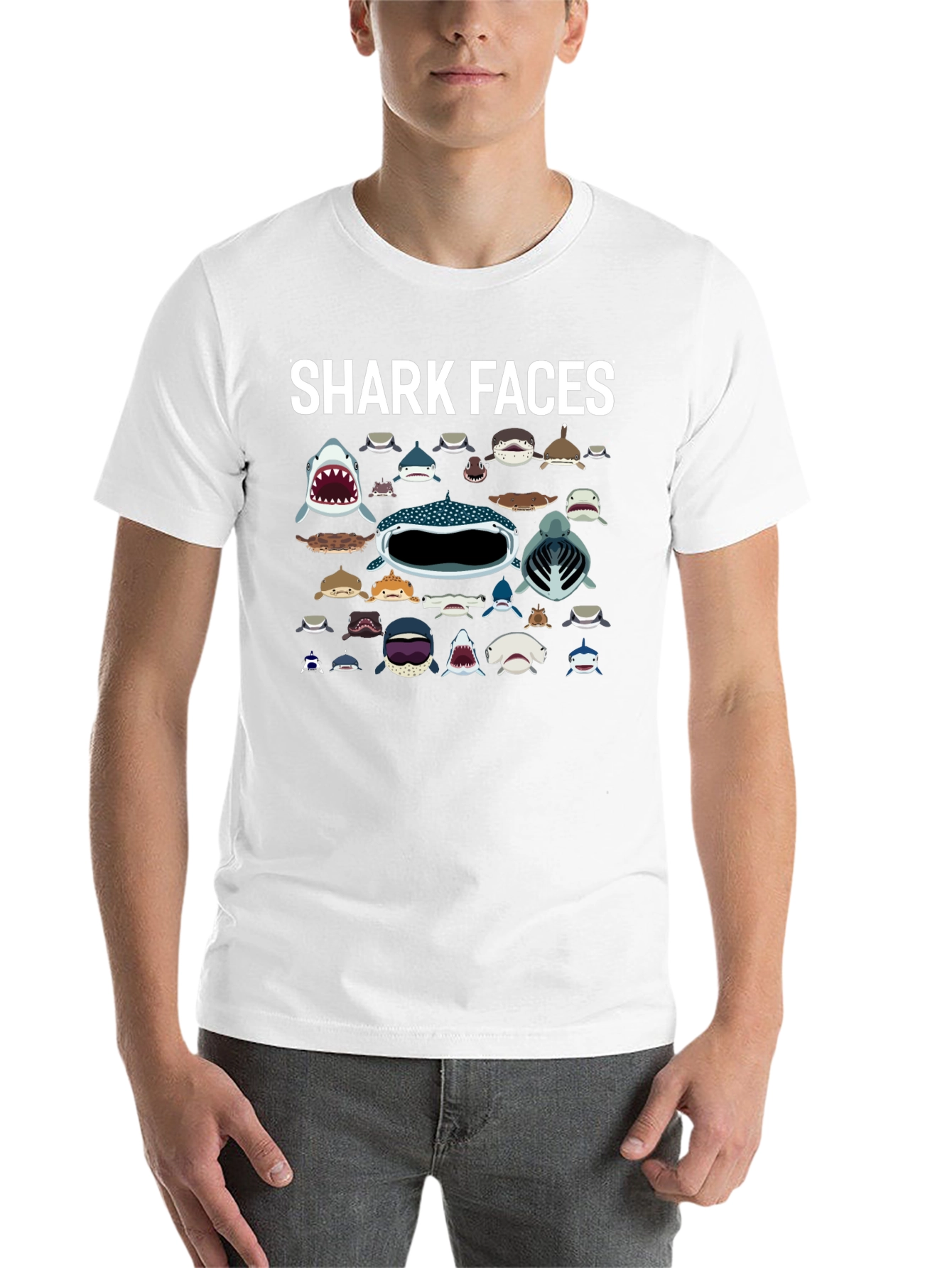 Black Shark Faces Graphic Tee - Black view 14