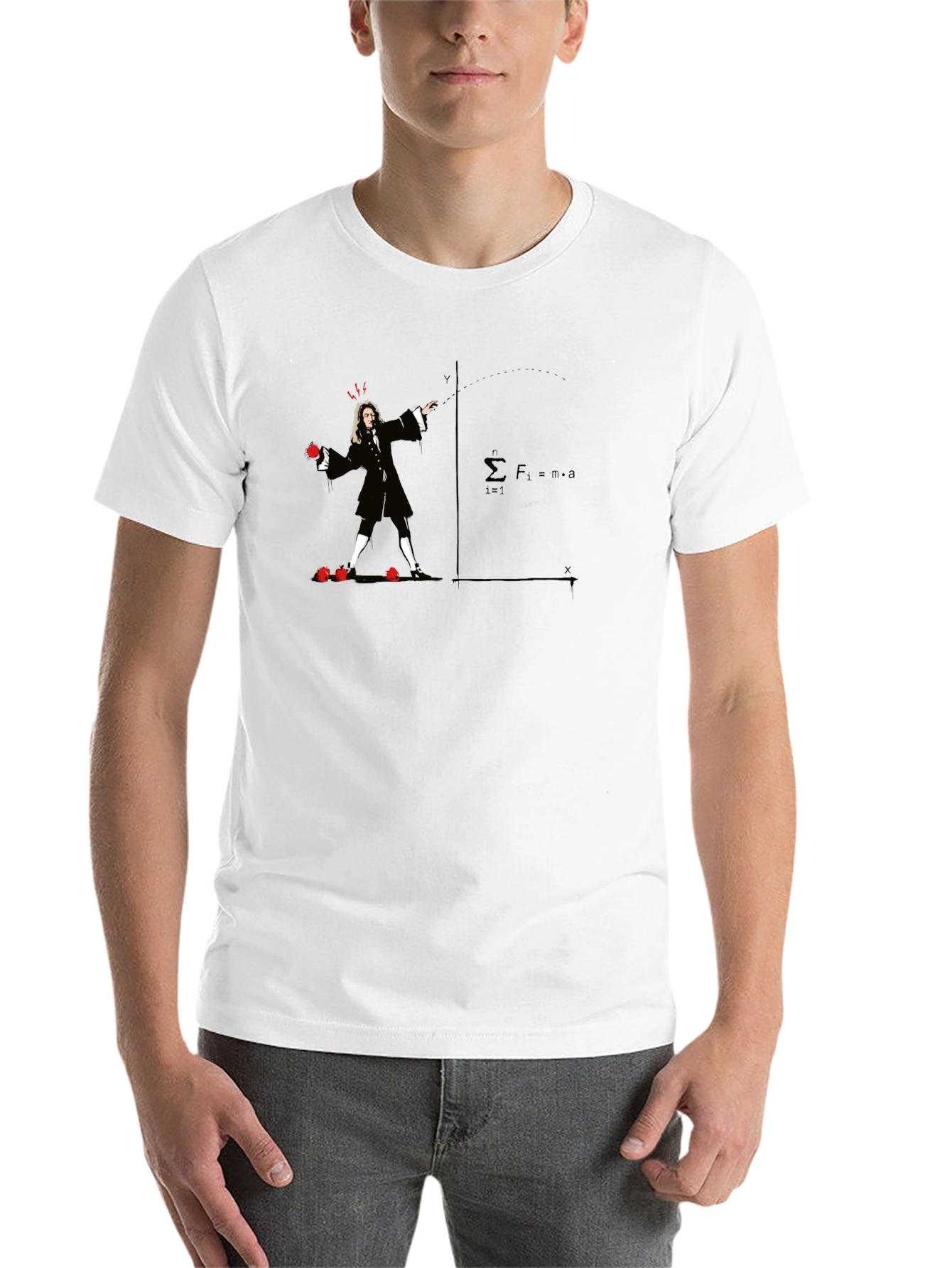 Black Newton's Apple T-Shirt - Physics Humor view 14