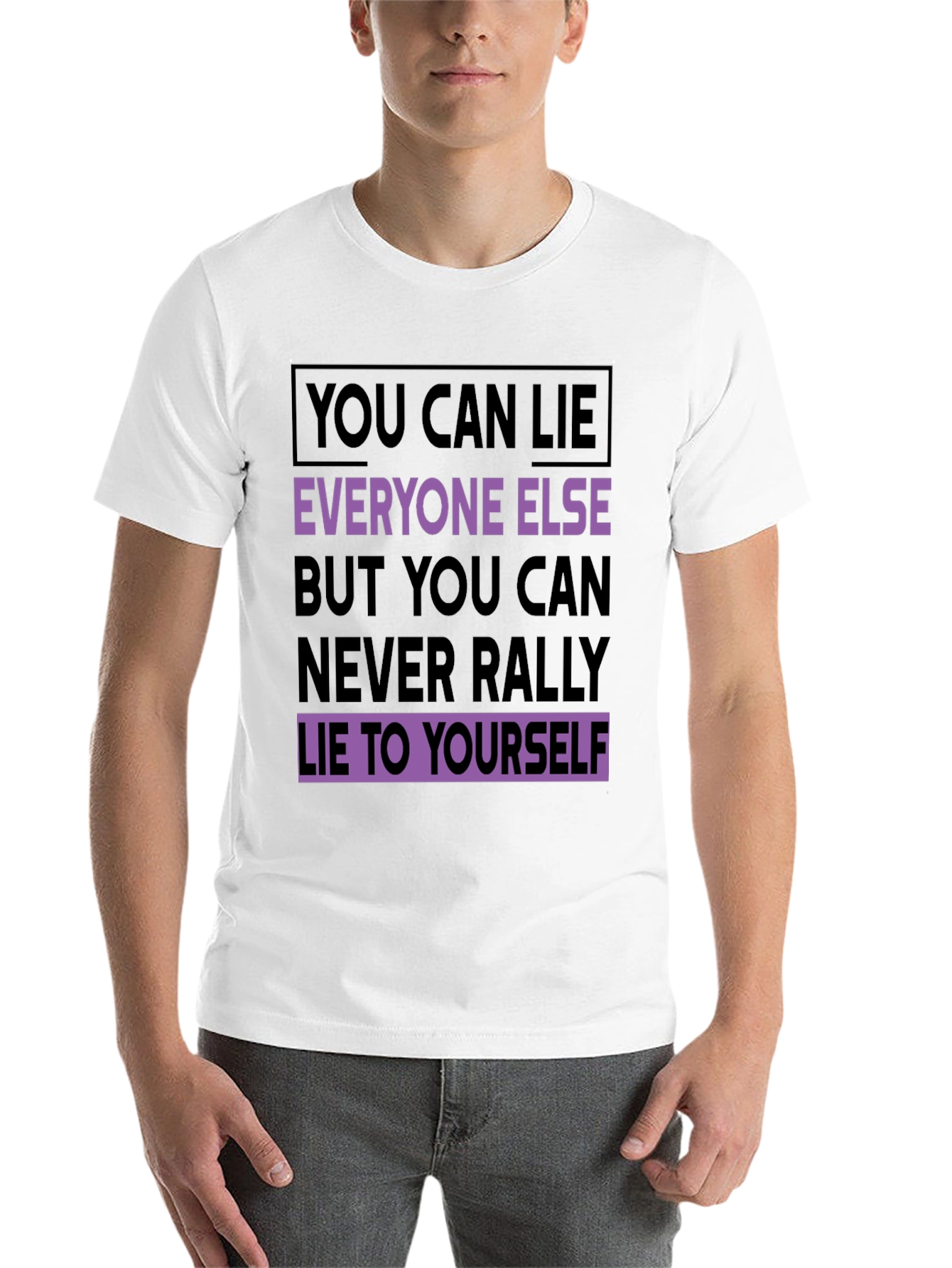 Black Motivational T-Shirt: Never Lie To Yourself - Black view 14