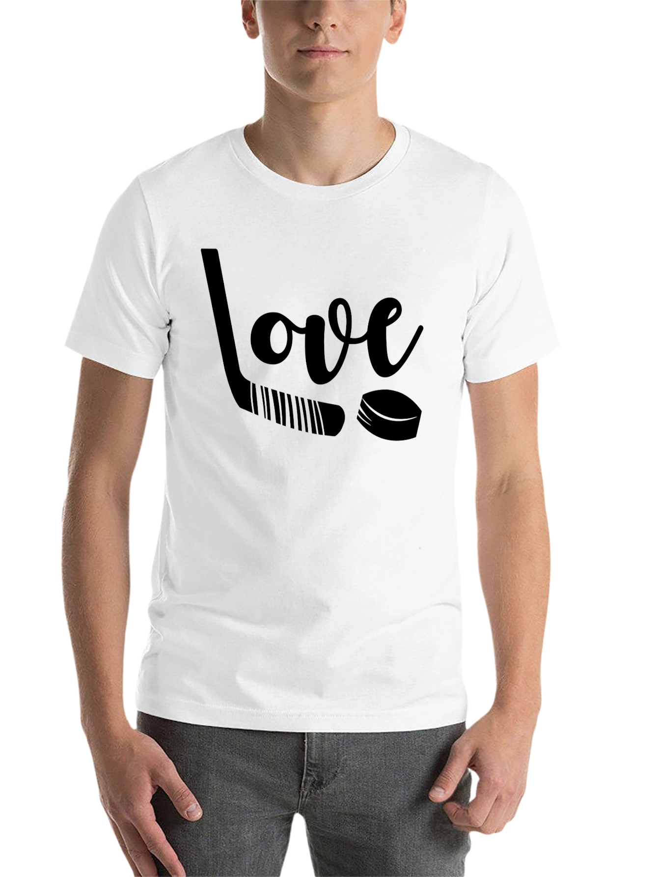 Black Love Hockey Graphic Tee - Black Unisex T-Shirt view 14