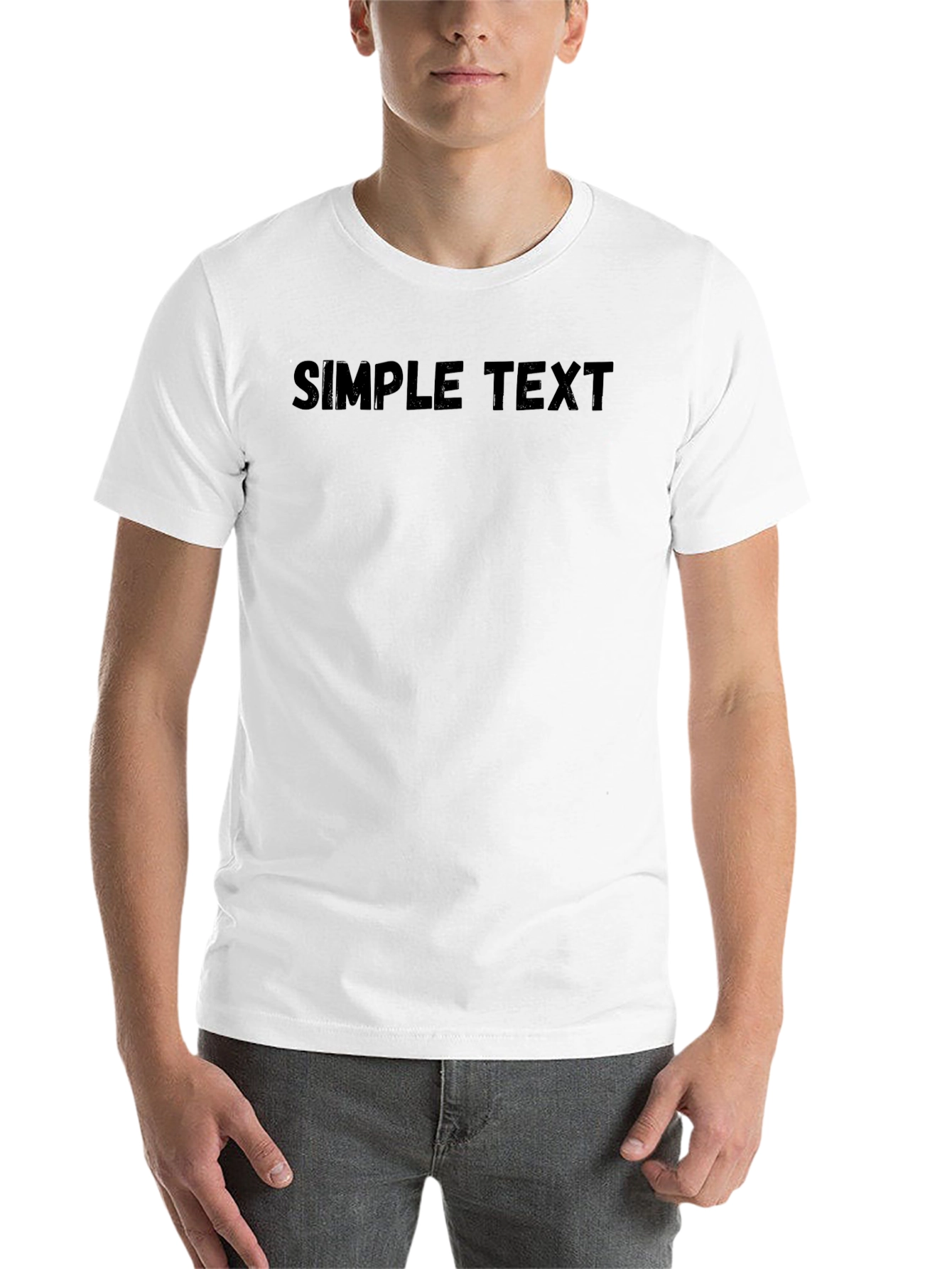 Black Men's Black Simple Text T-Shirt view 14