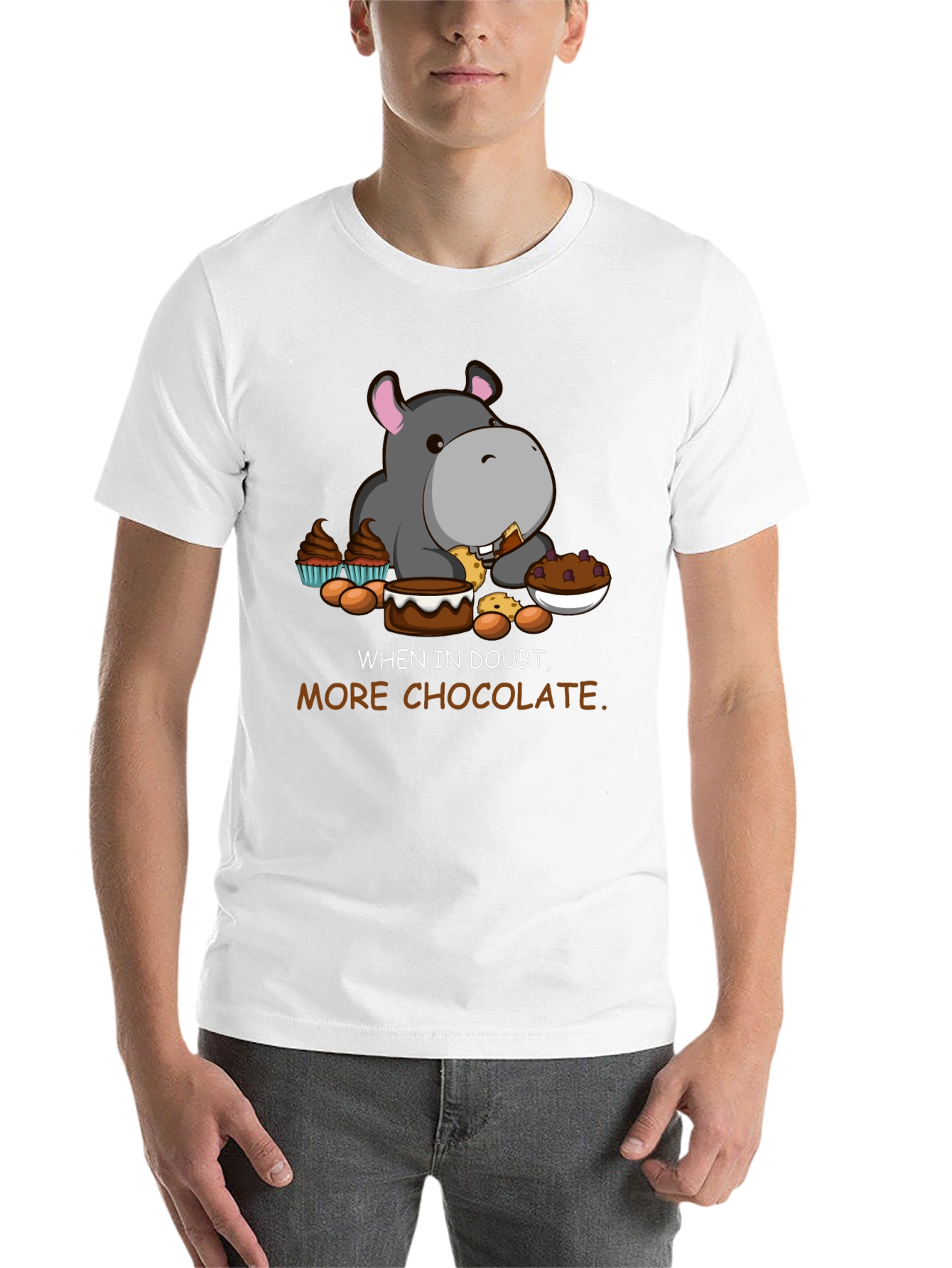 Black Chocolate Hippo T-Shirt - Funny Cartoon Tee view 14